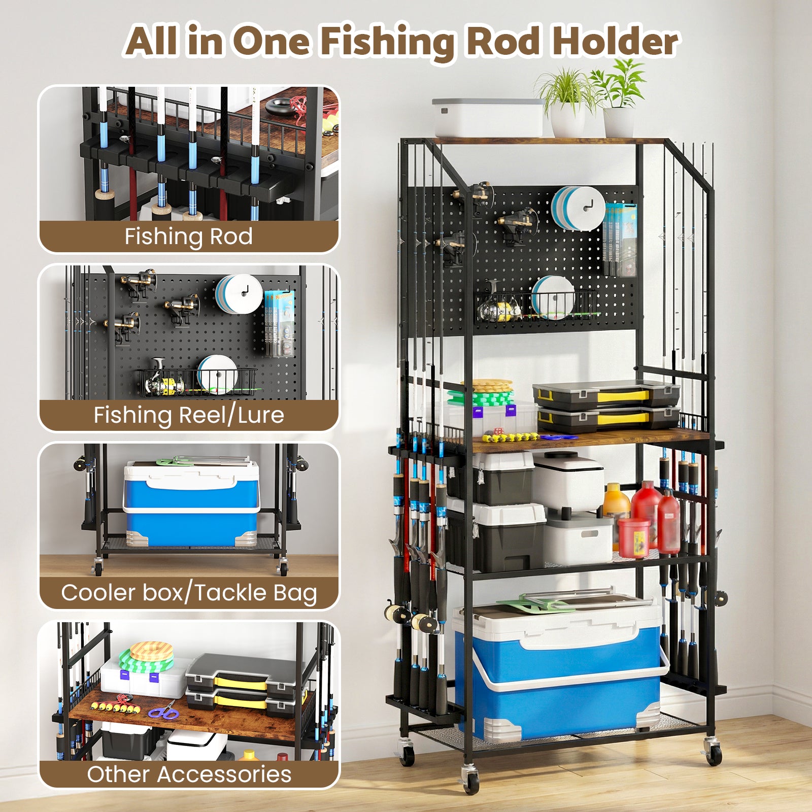 Advwin 4-Tier Heavy Duty Fishing Rod Holders