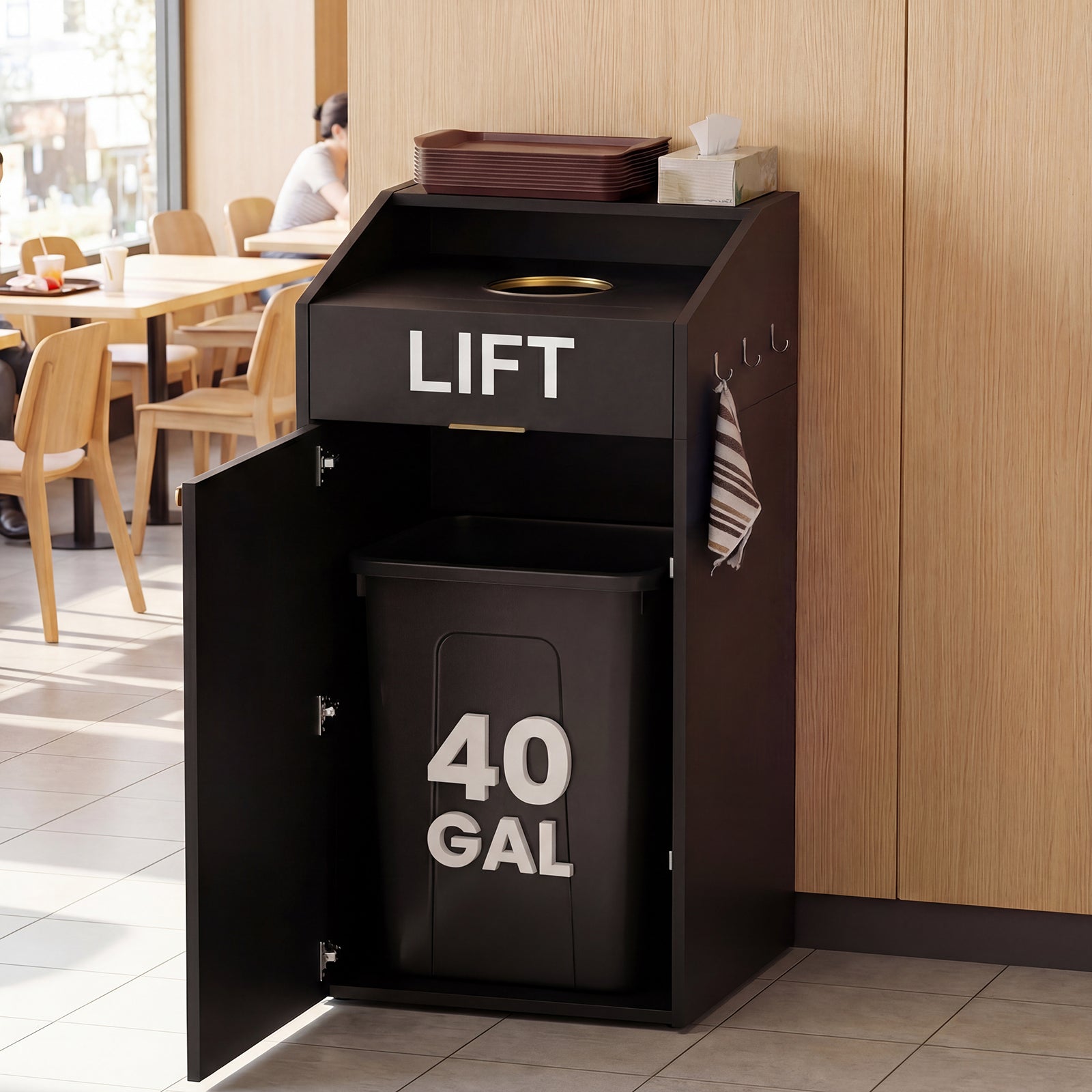 Advwin 40 Gal Commercial Trash Can Cabinet w/ Tray Holder