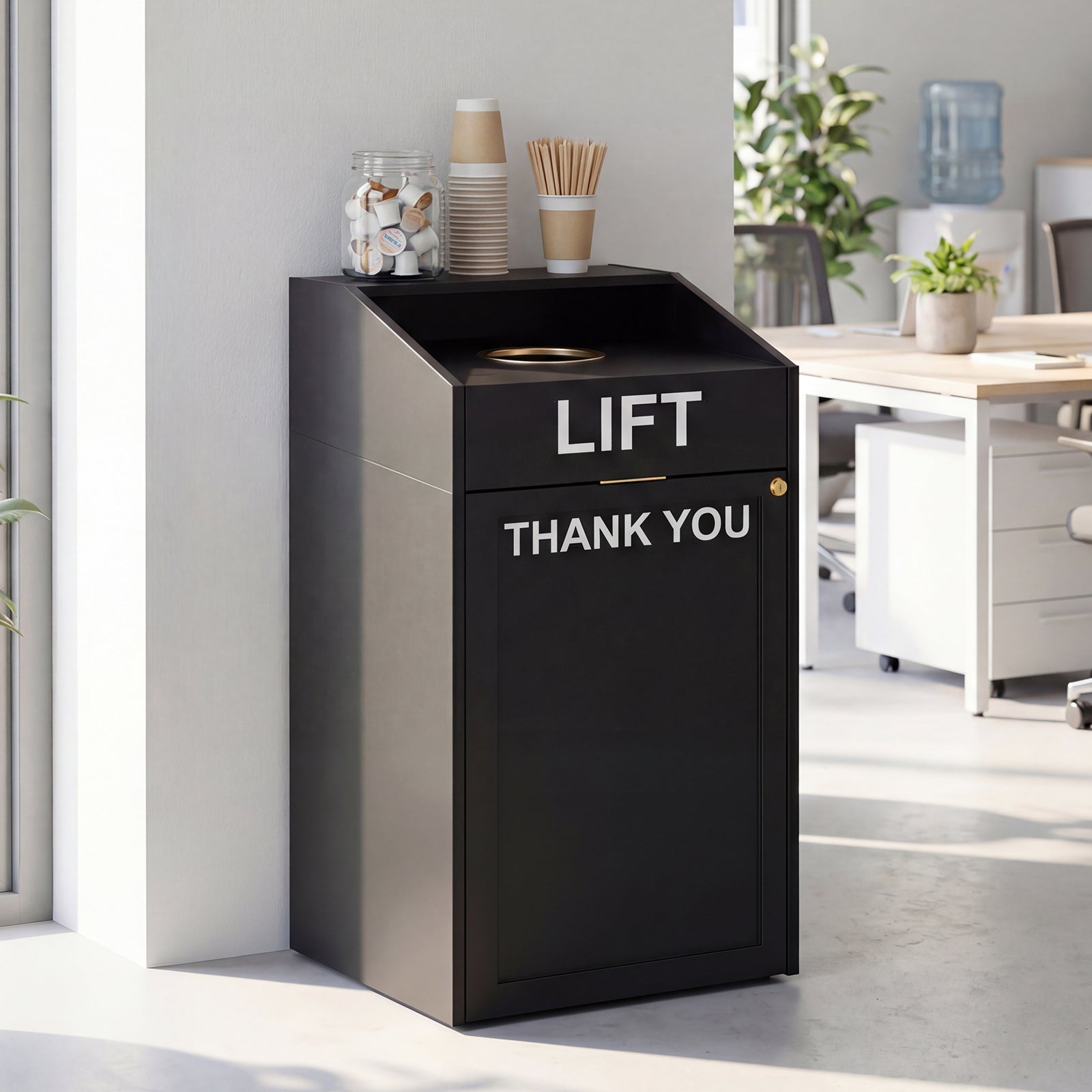 Advwin 40 Gal Commercial Trash Can Cabinet w/ Tray Holder