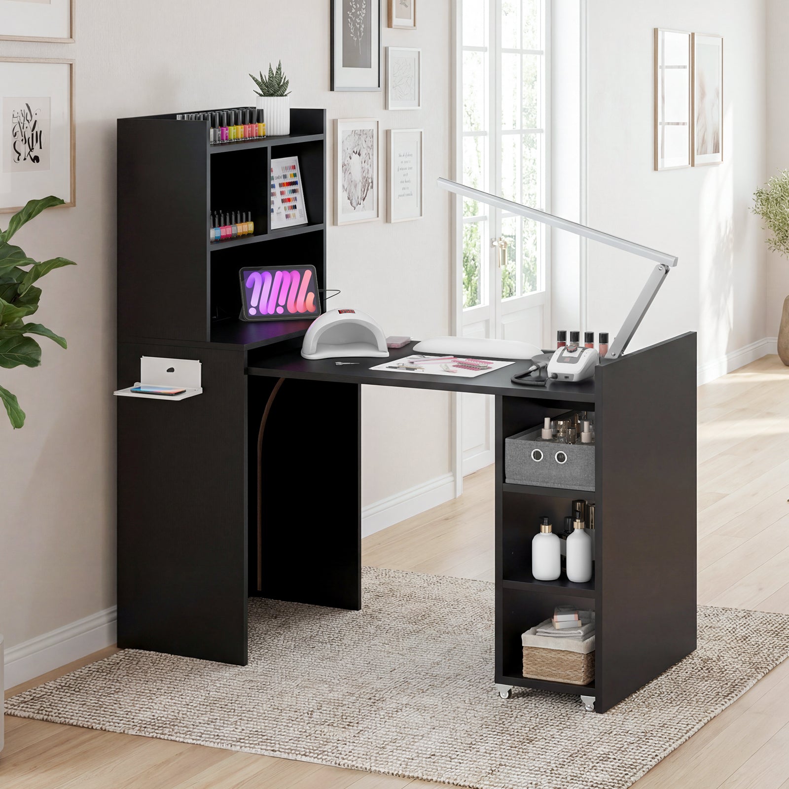 Advwin Foldable Nail Desk Storage Shelf & Fabric Drawer