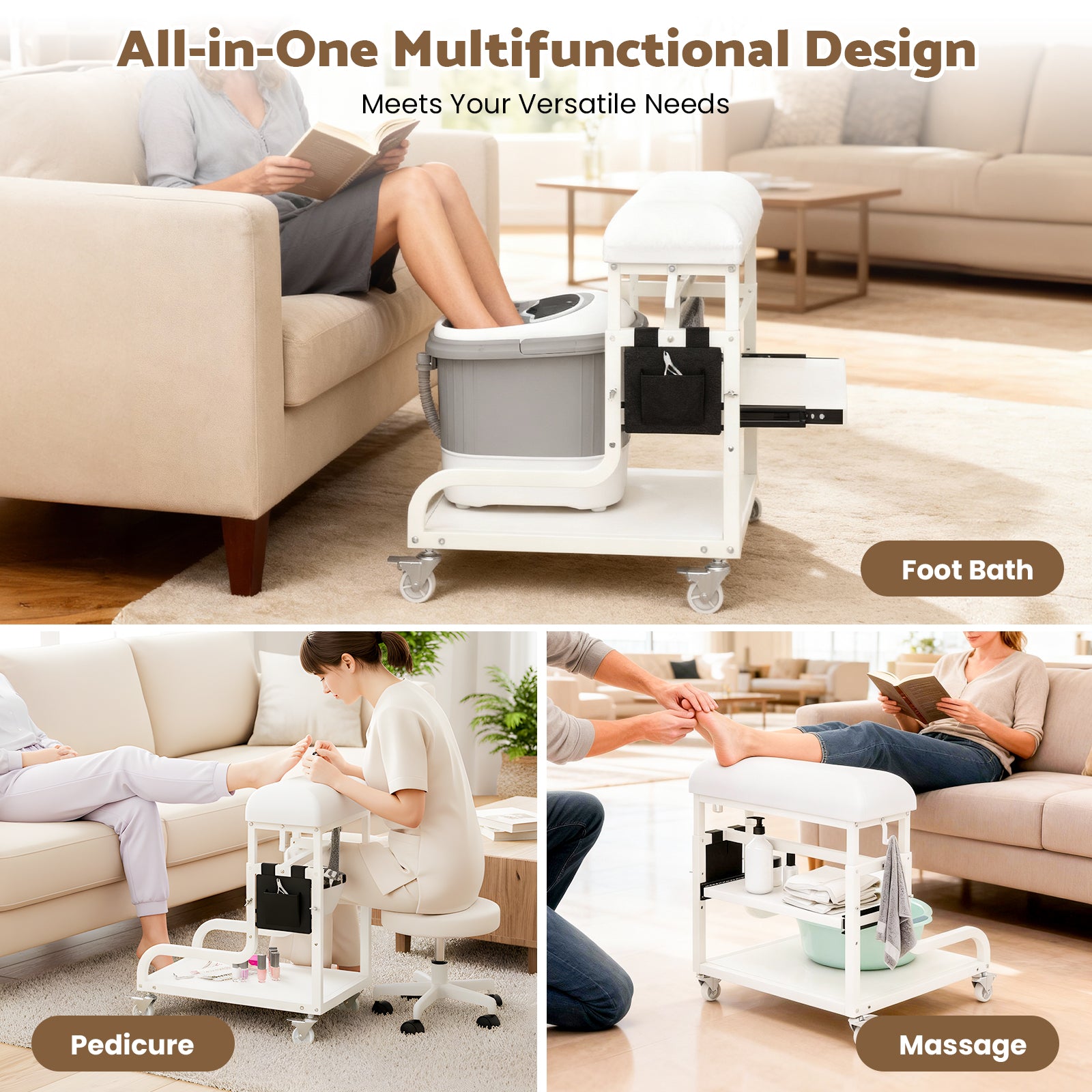 Advwin Pedicure Cart Foot Bath Trolley