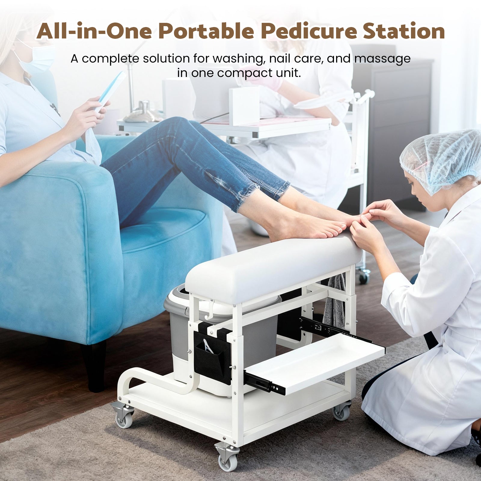 Advwin Pedicure Cart Foot Bath Trolley