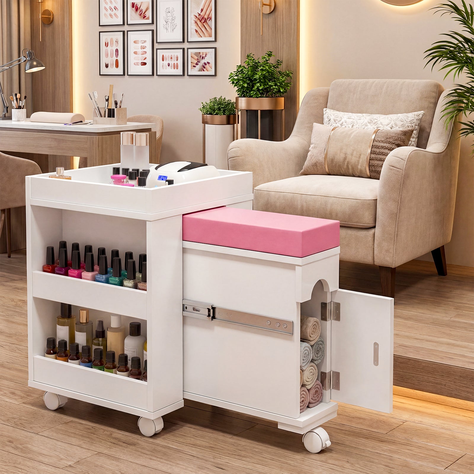 Advwin Pedicure Trolley Cart with Foot Rest