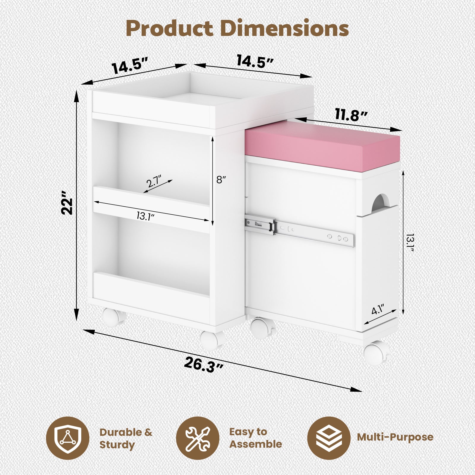 Advwin Pedicure Trolley Cart with Foot Rest