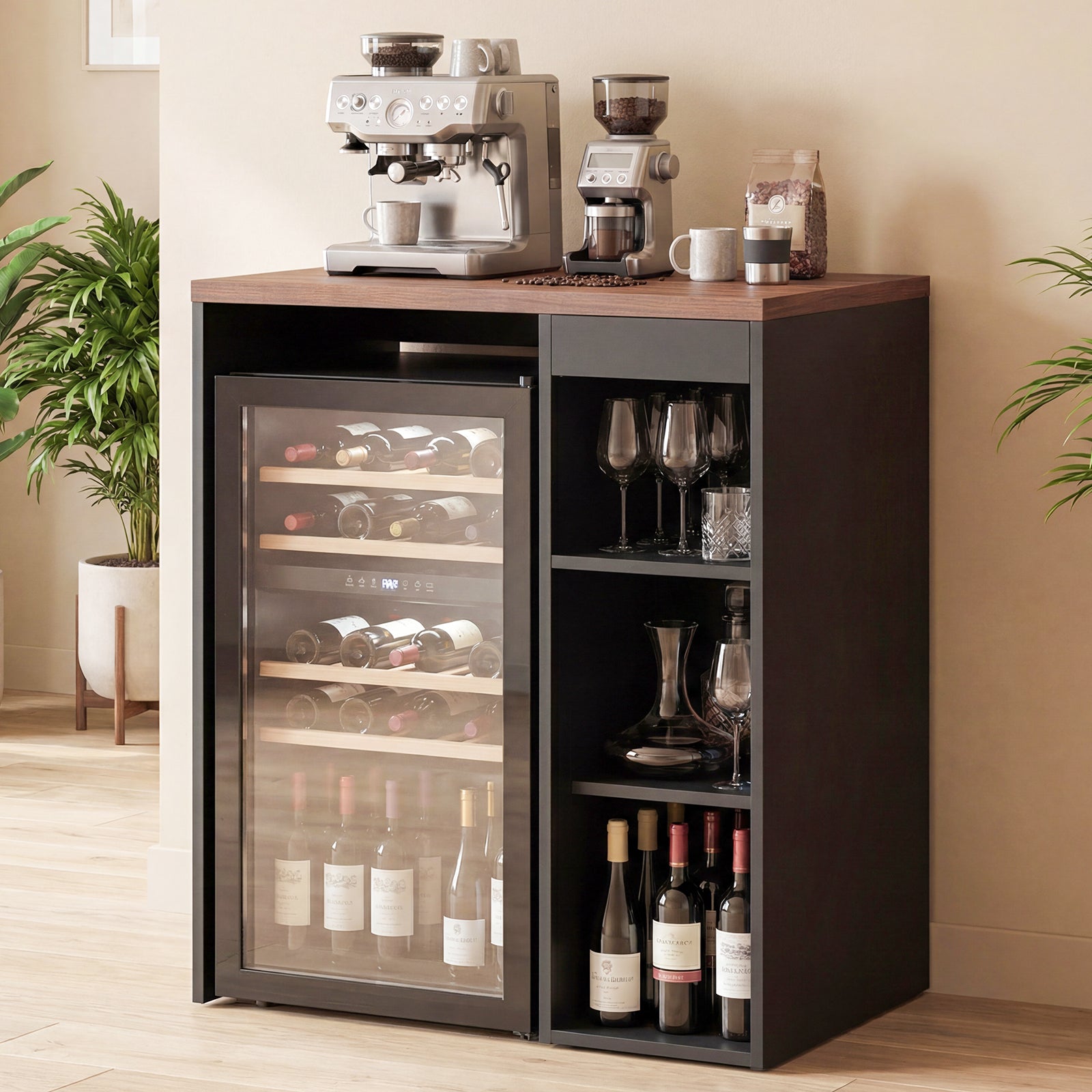 Advwin Coffee Bar Cabinet with Fridge Space