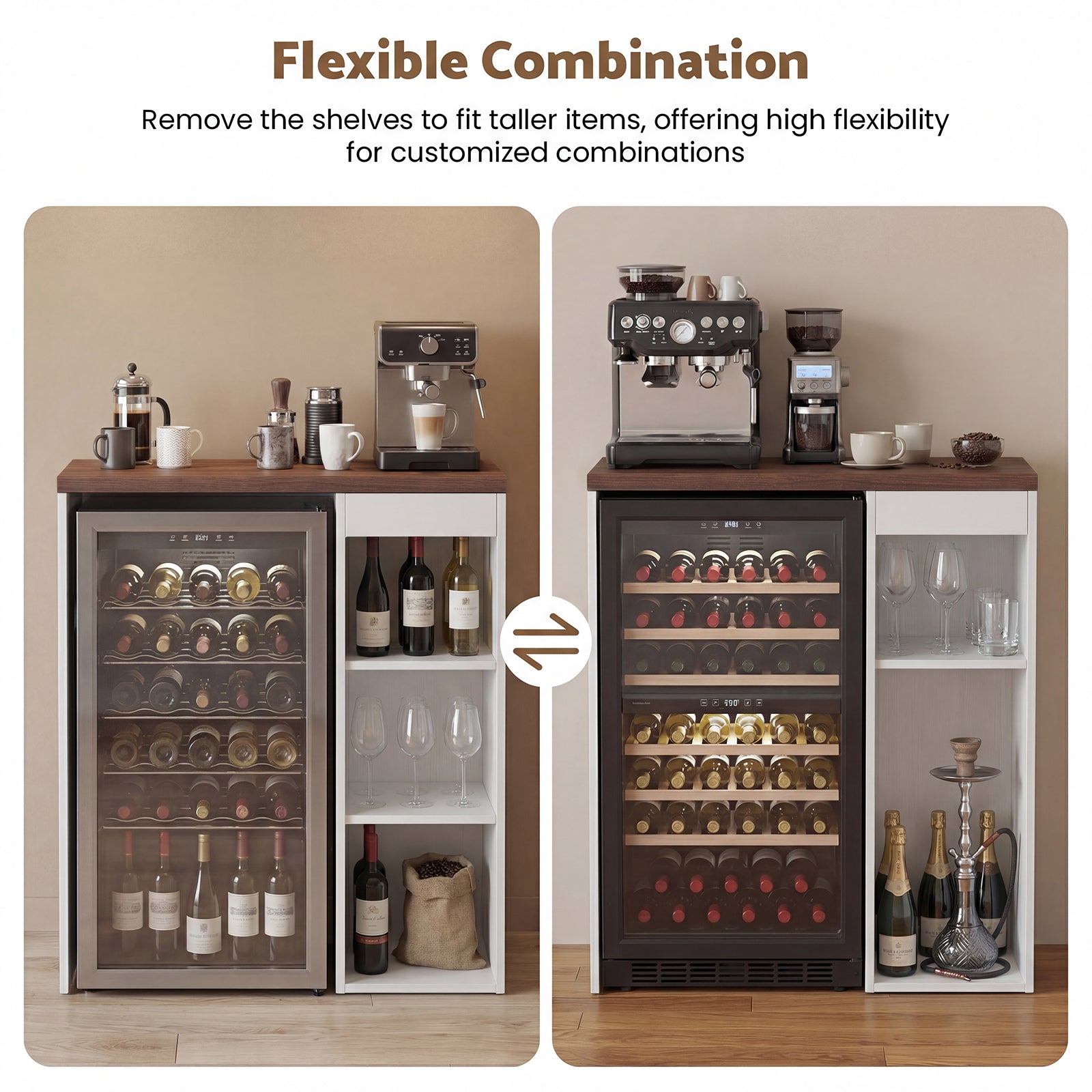 Advwin Coffee Bar Cabinet with Fridge Space