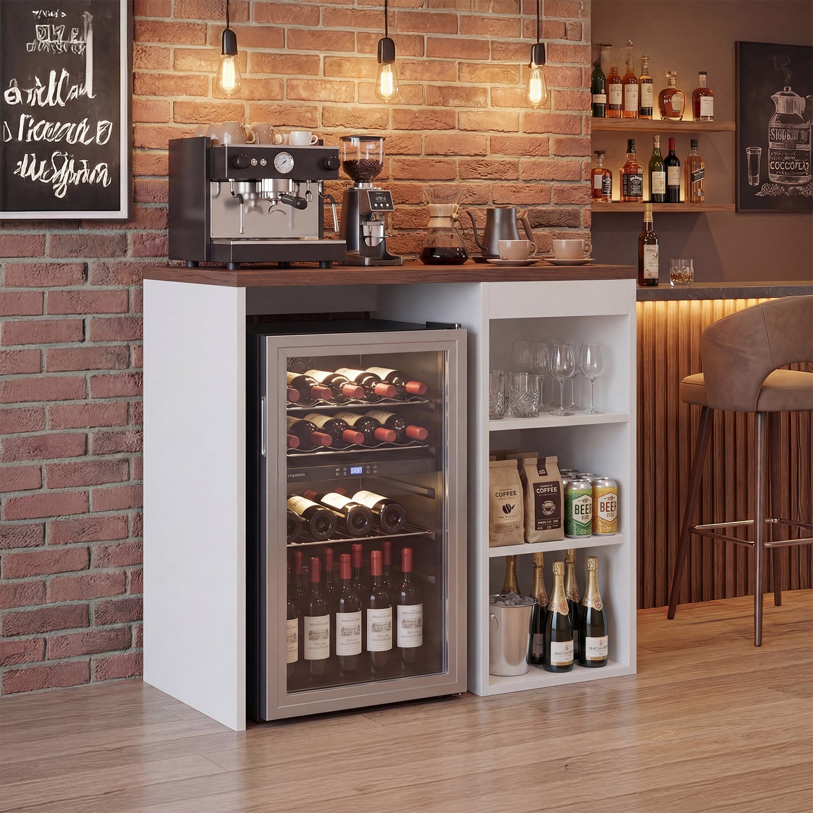 Advwin Coffee Bar Cabinet with Fridge Space