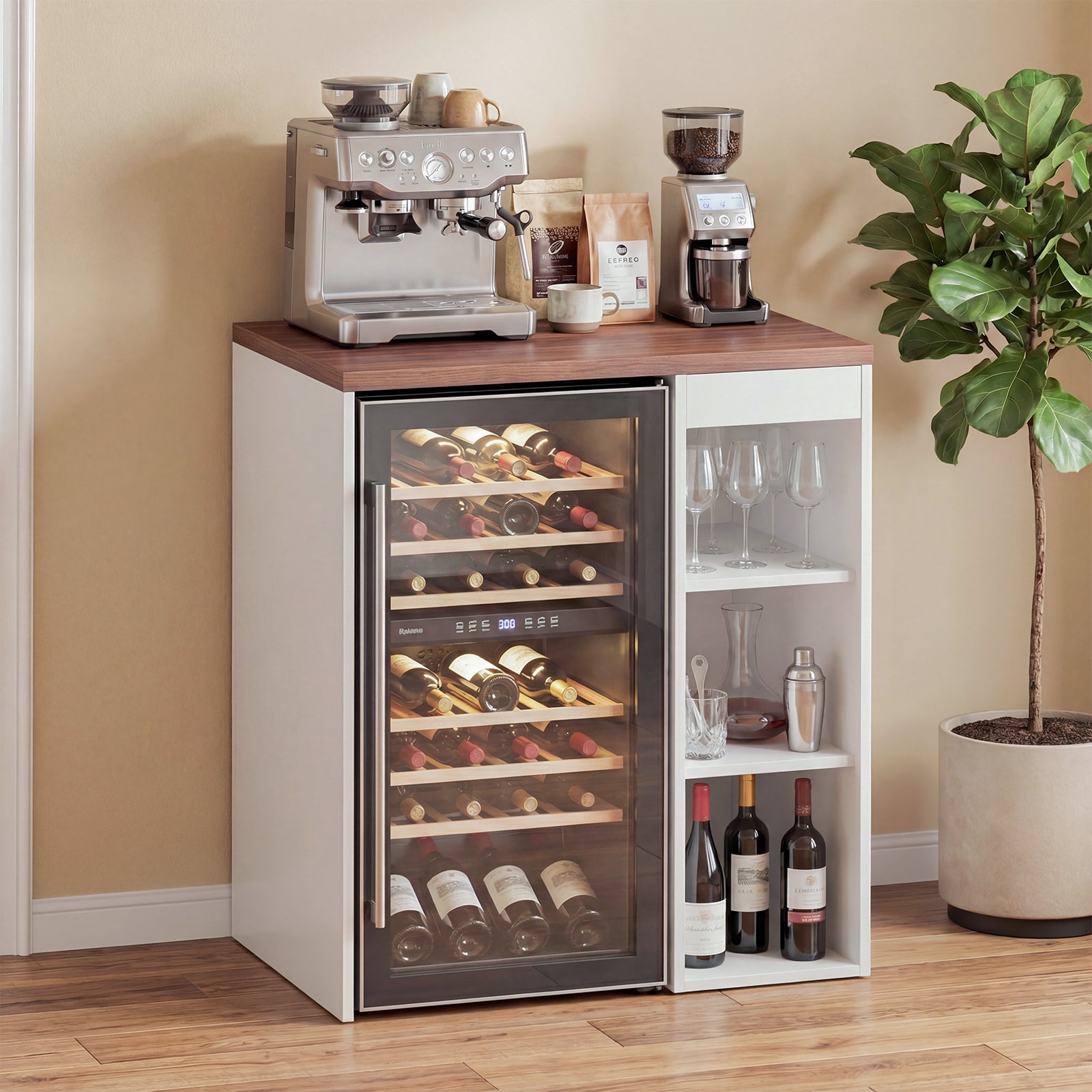 Advwin Coffee Bar Cabinet with Fridge Space