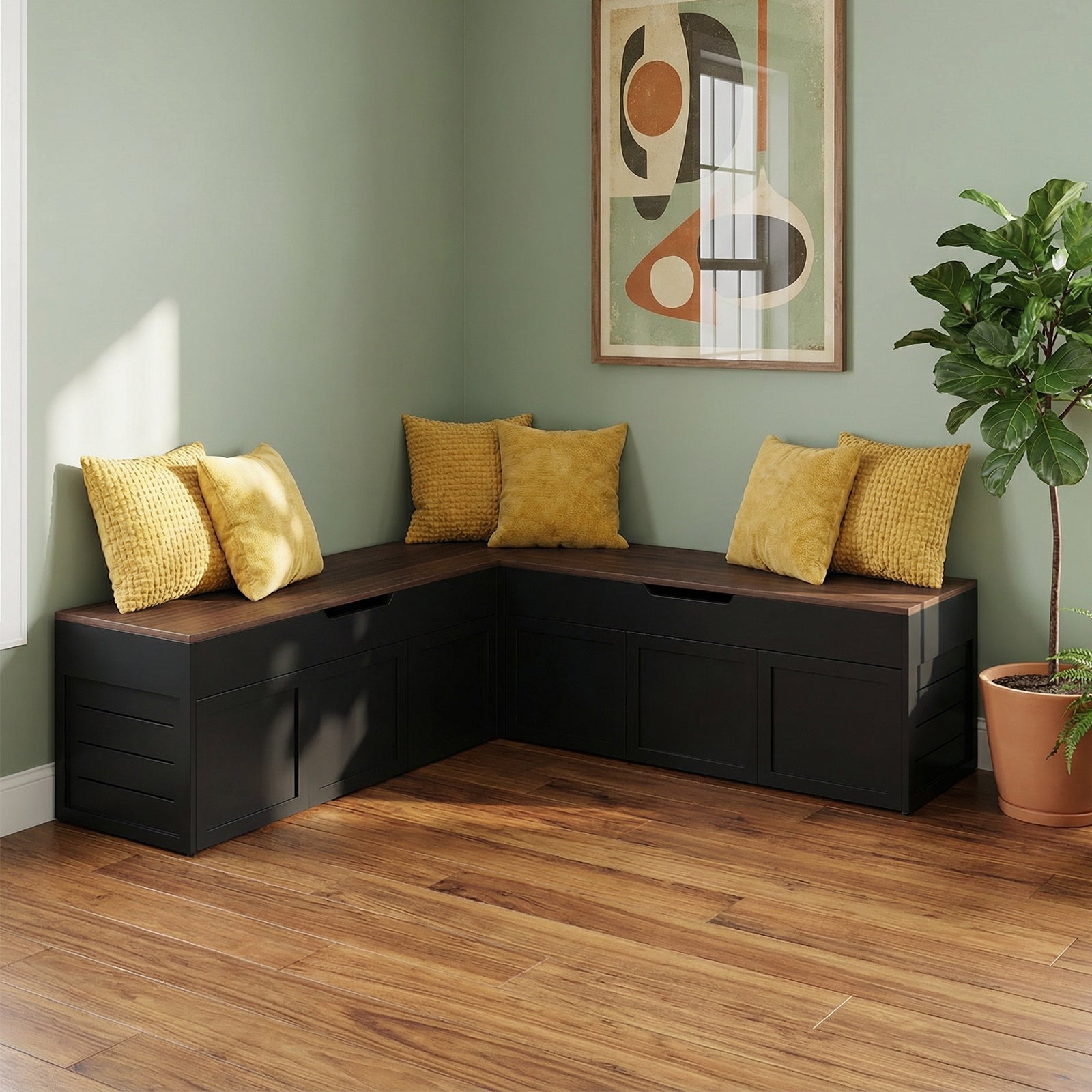 Advwin L-Shaped Corner Storage Bench
