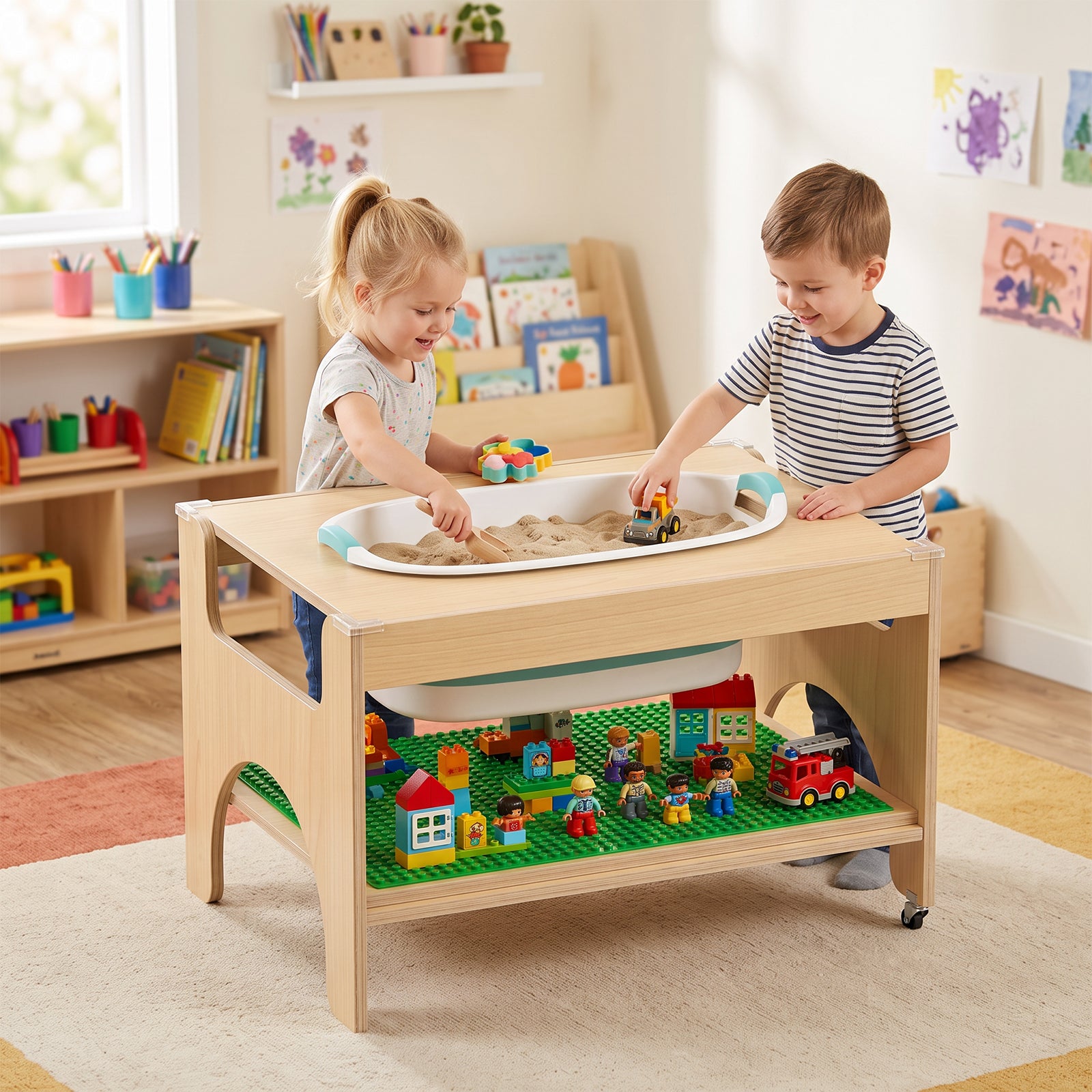 Advwin 5-in-1 Kids Wooden Activity Table