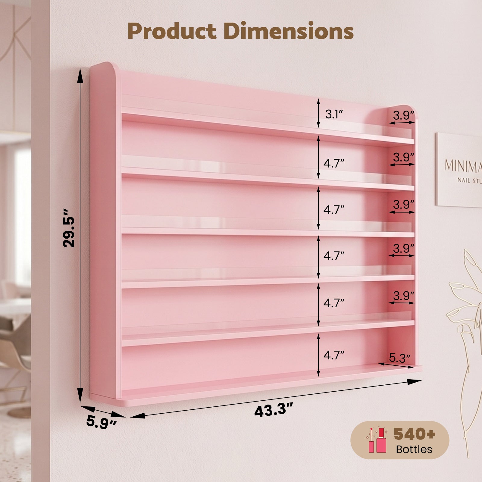 Advwin 6 Tiers Wood Nail Polish Rack w/ Drawer