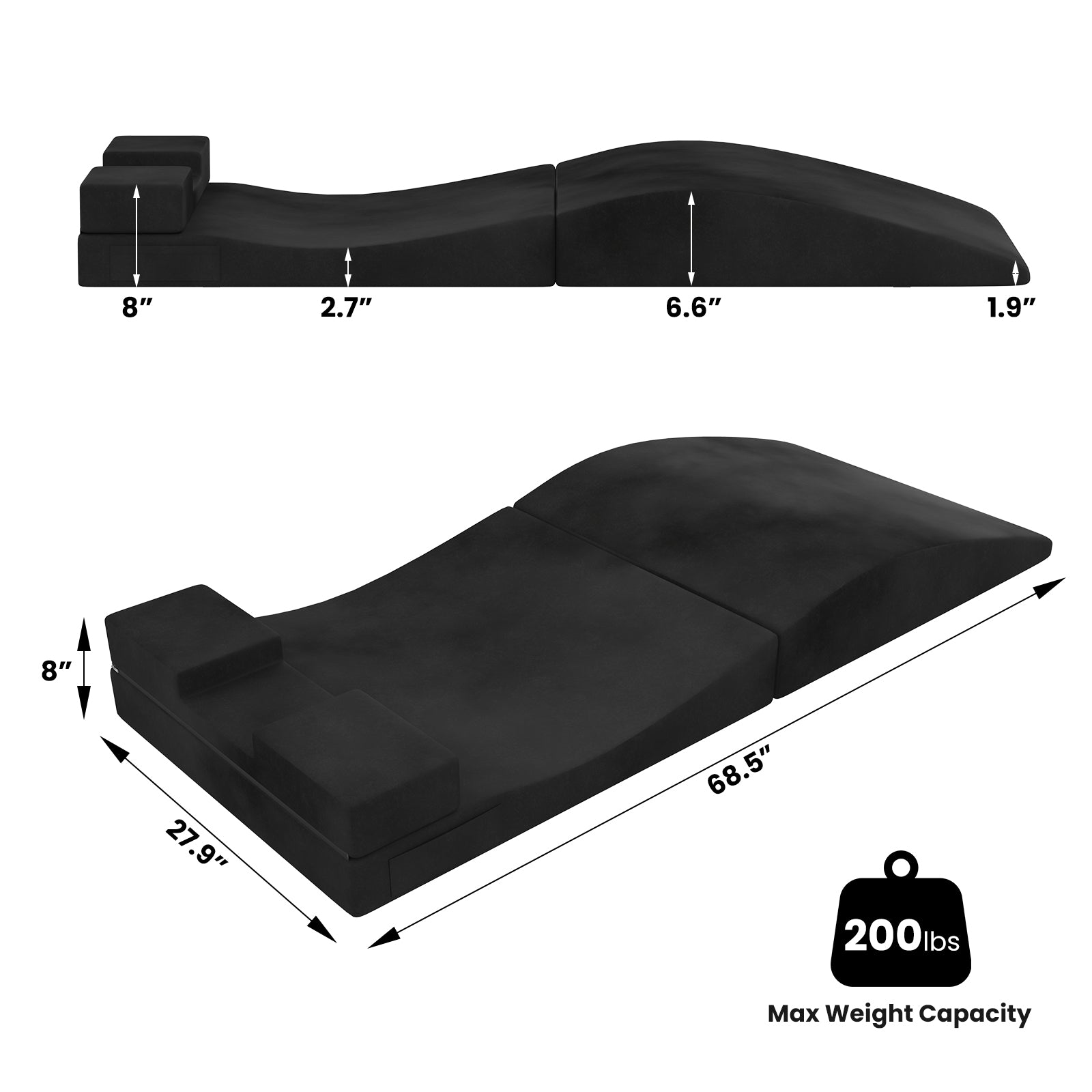 Advwin Foldable Lash Bed Topper with Lash Pillow