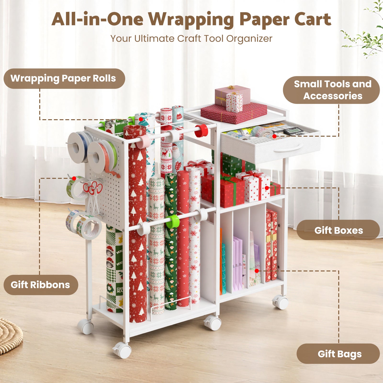 Advwin Wrapping Paper Storage Cart
