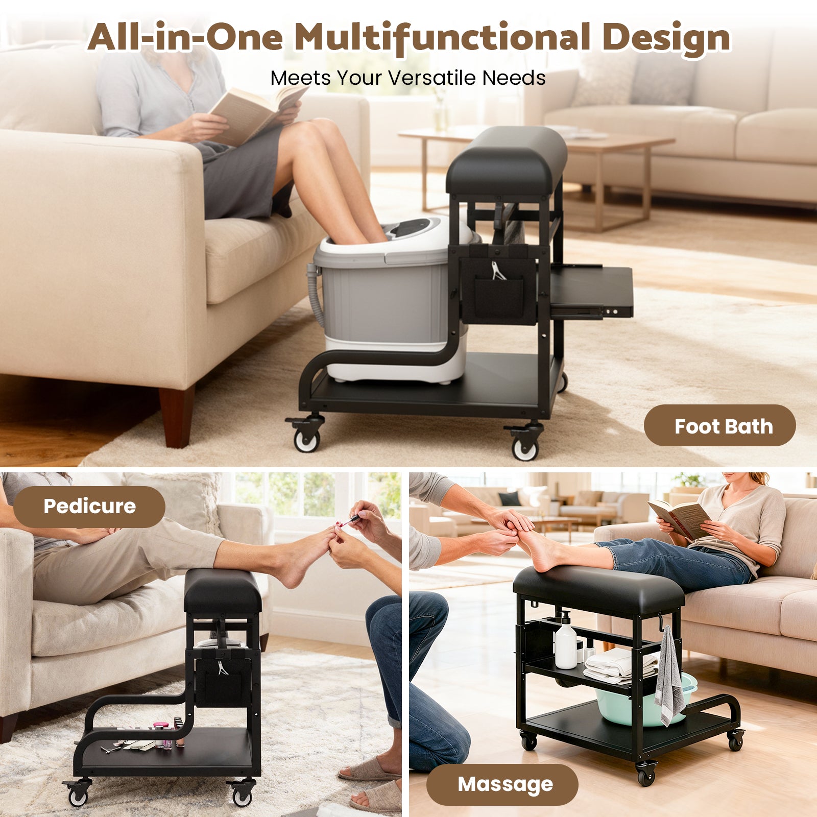 Advwin Pedicure Cart Foot Bath Trolley