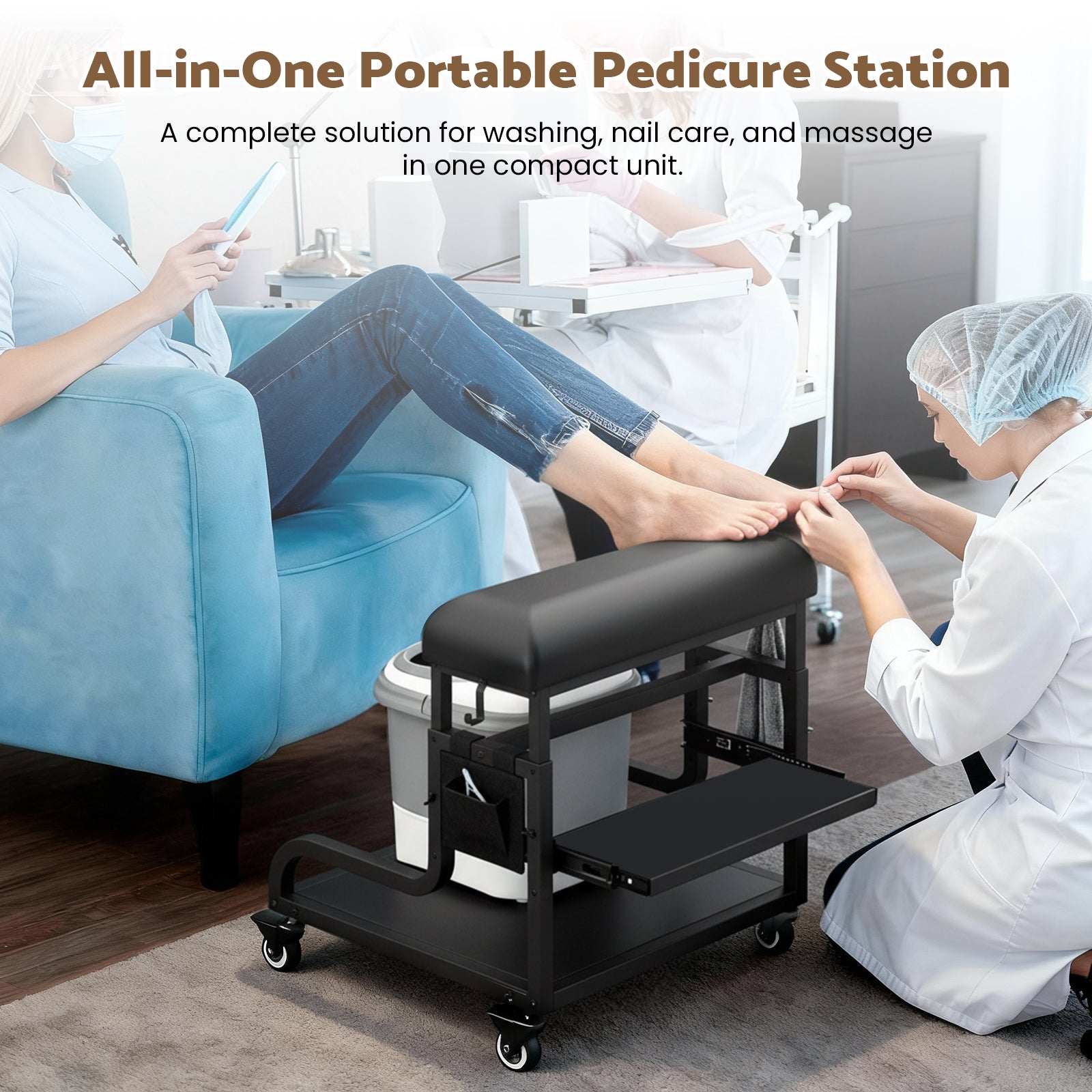 Advwin Pedicure Cart Foot Bath Trolley
