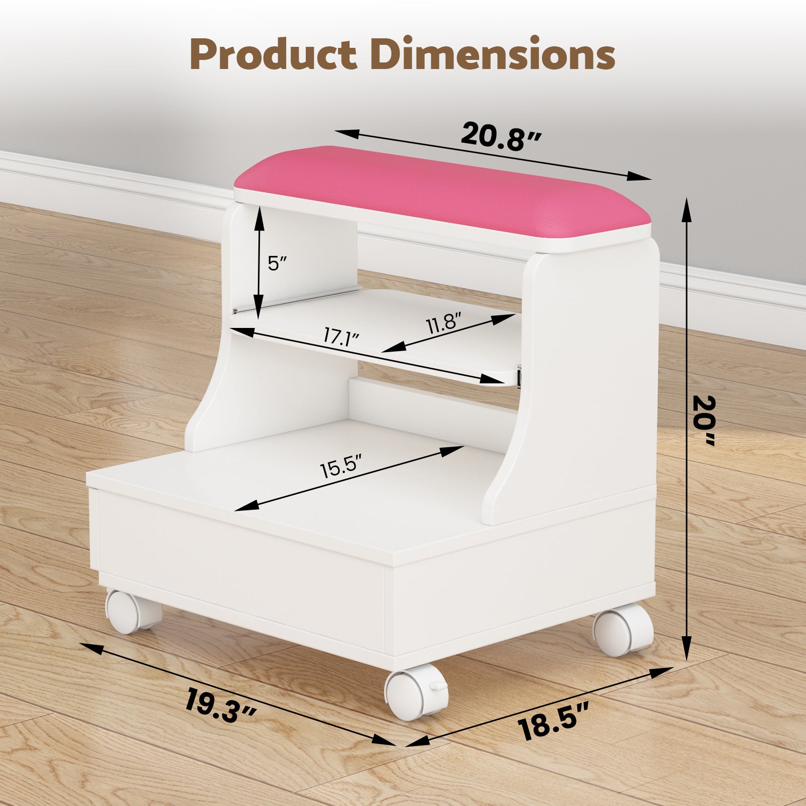 Advwin Portable Pedicure Foot Rest w/Wheels