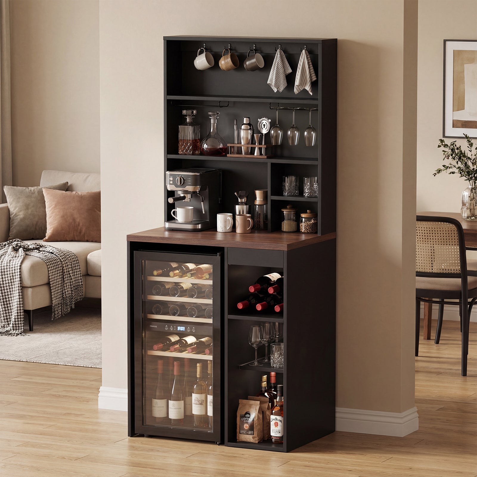 Advwin 8-Tier Tall Home Coffee Bar Cabinet