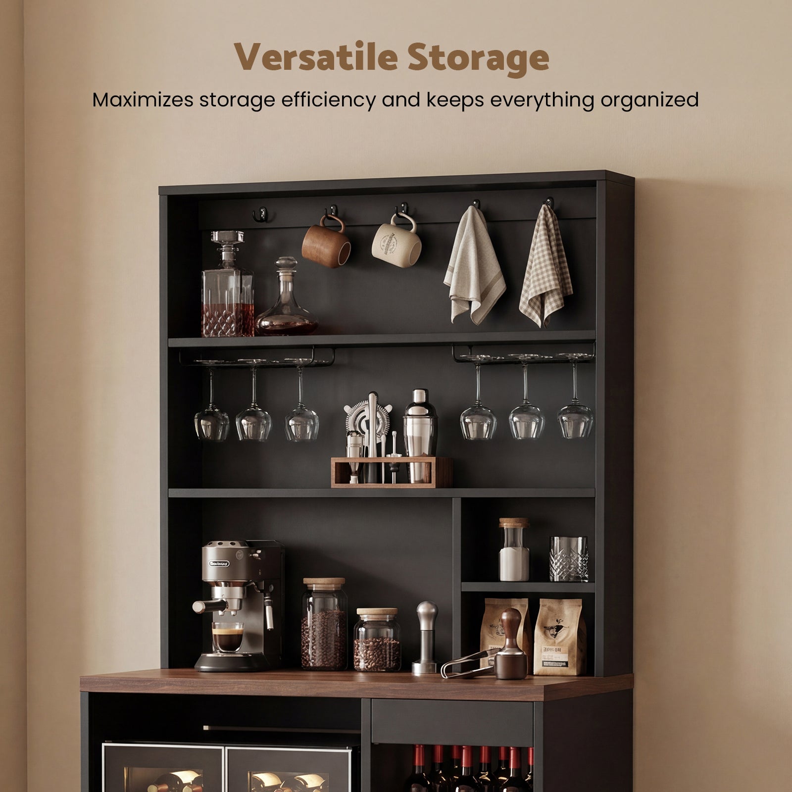 Advwin 8-Tier Tall Home Coffee Bar Cabinet