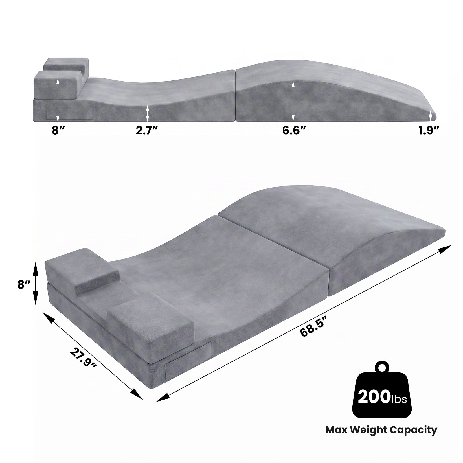 Advwin Foldable Lash Bed Topper with Lash Pillow