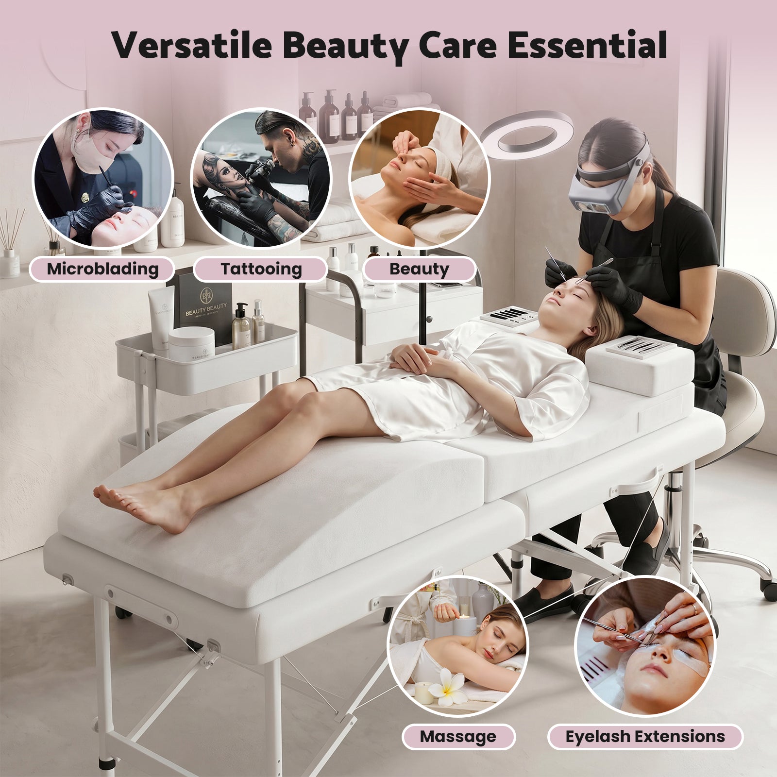 Advwin Foldable Lash Bed Topper with Lash Pillow