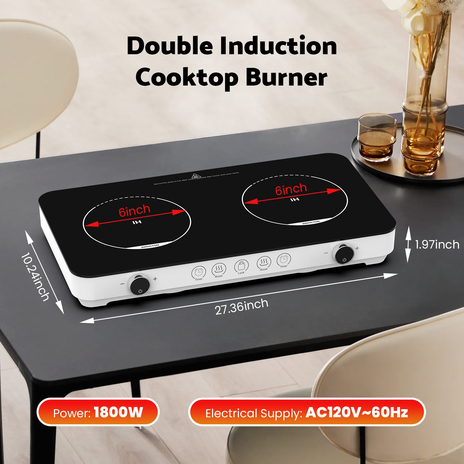 Advwin Double Induction Cooktop Burner 1800W