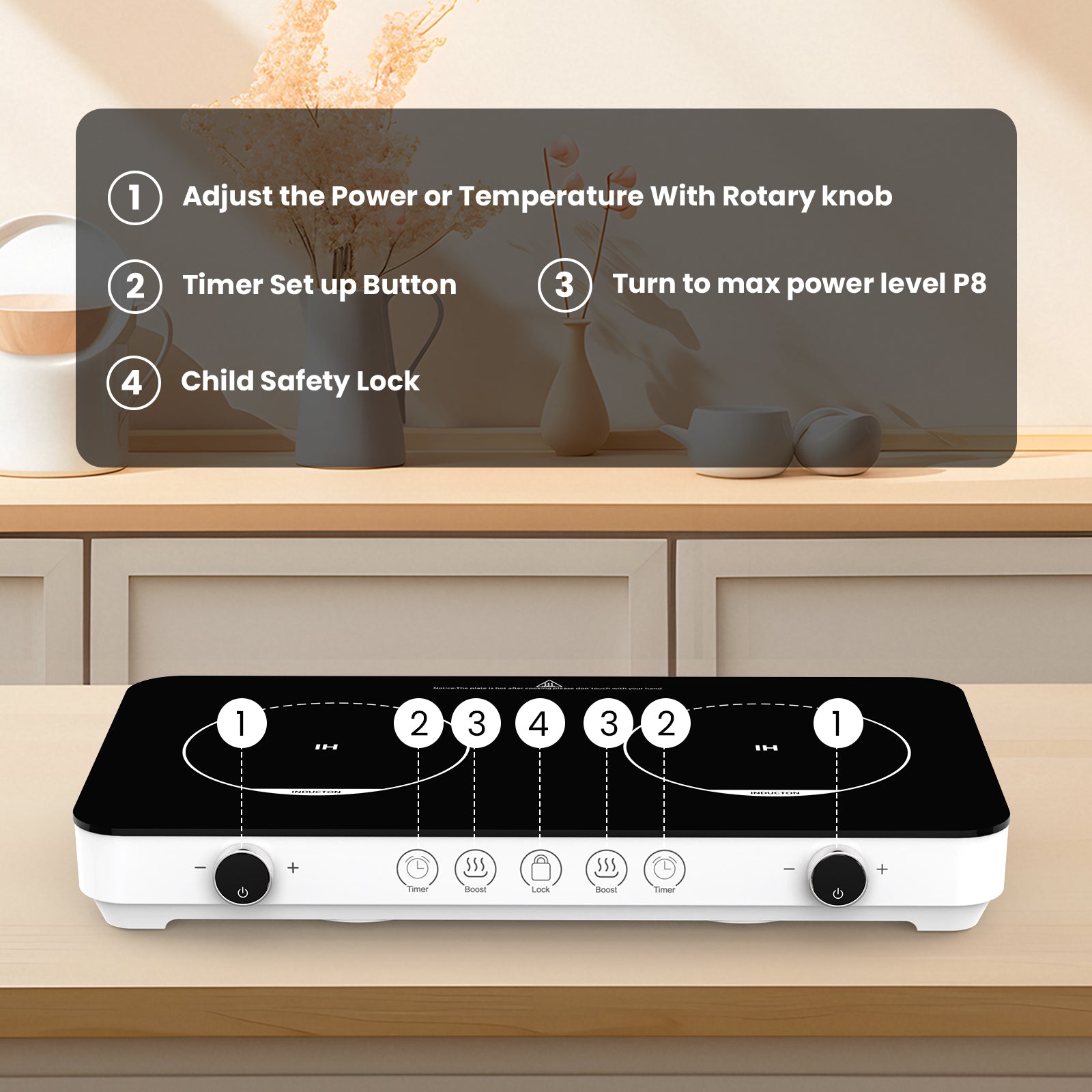 Advwin Double Induction Cooktop Burner 1800W