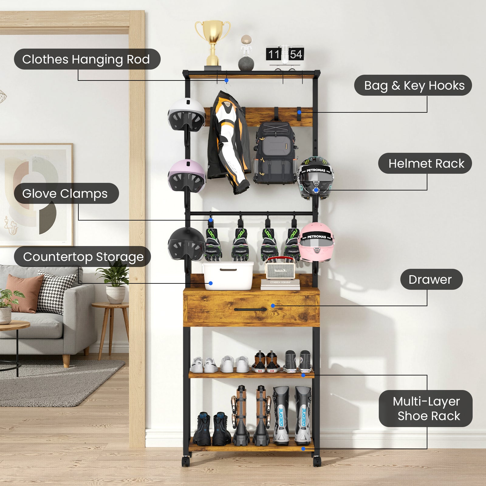 Advwin Helmet & Gear Storage Rack