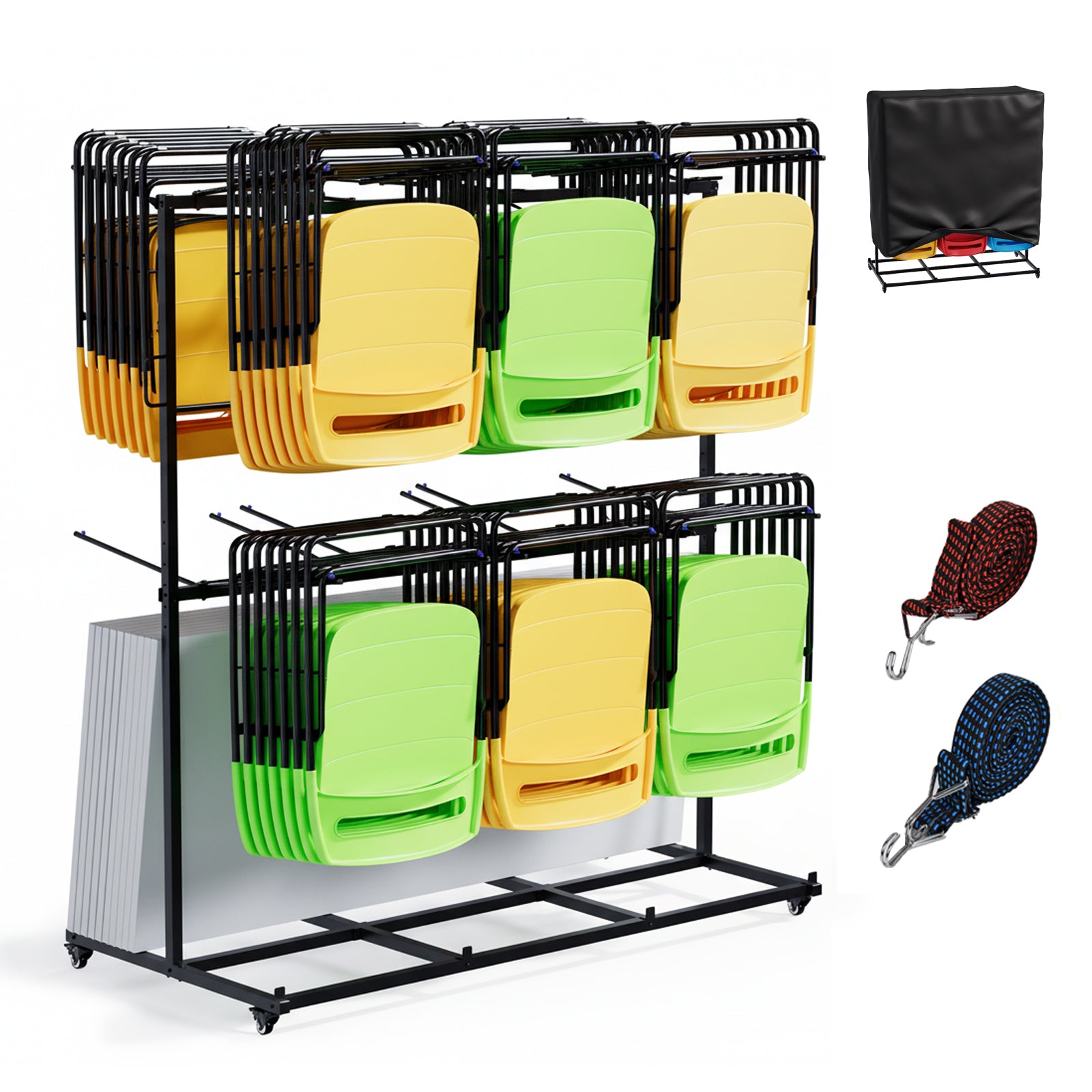 Advwin Folding Chair Rack with Lockable Wheels