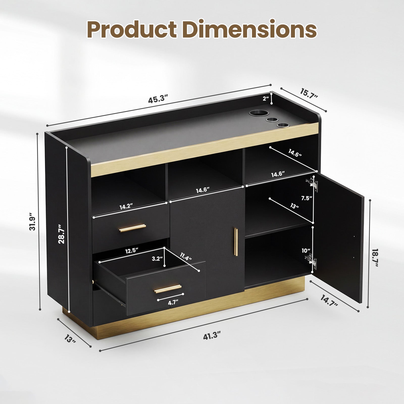 Advwin Professional Barber Storage Cabinet w/ 3 Drawers