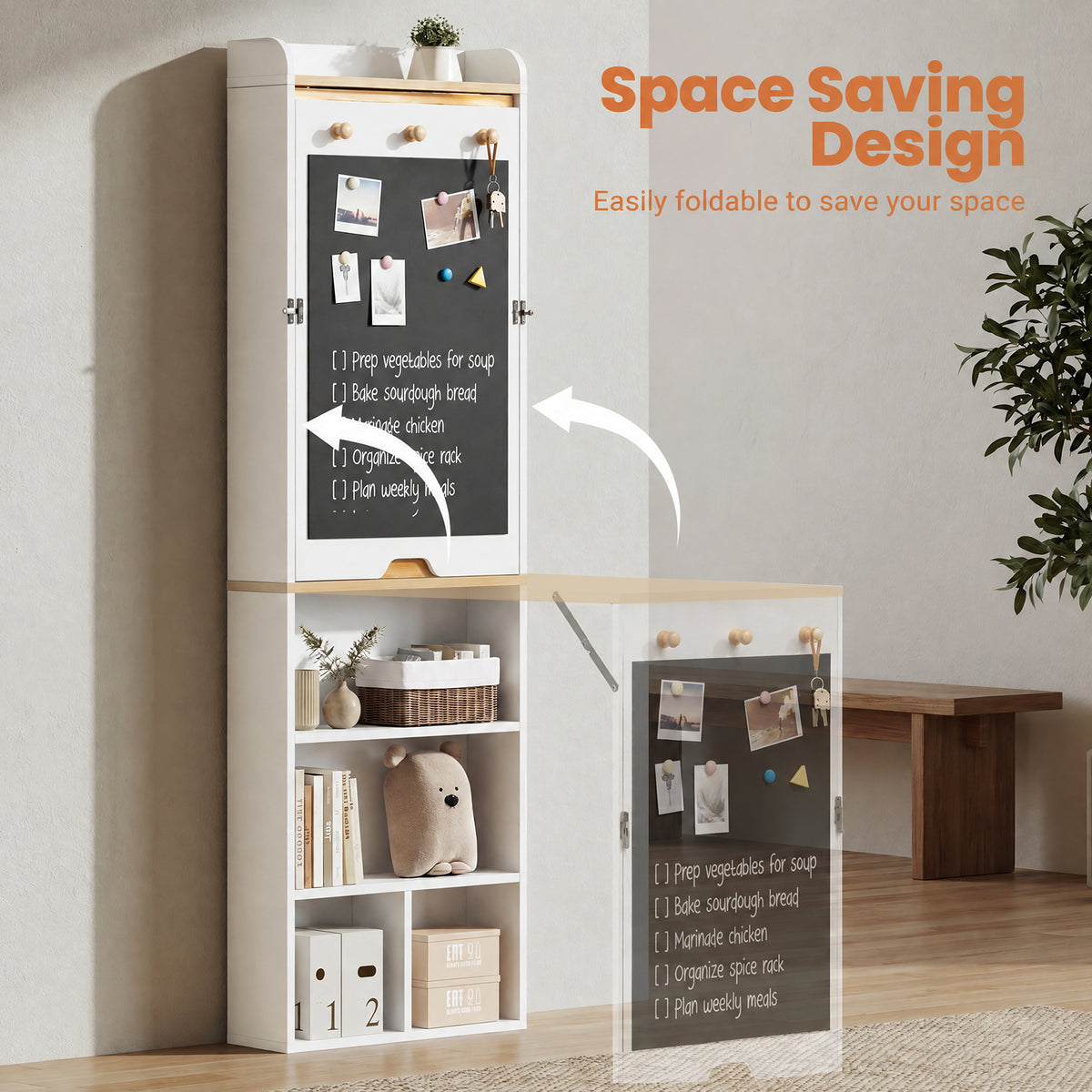 Advwin Wall Mounted Foldable Desk w/ LED & Corkboard
