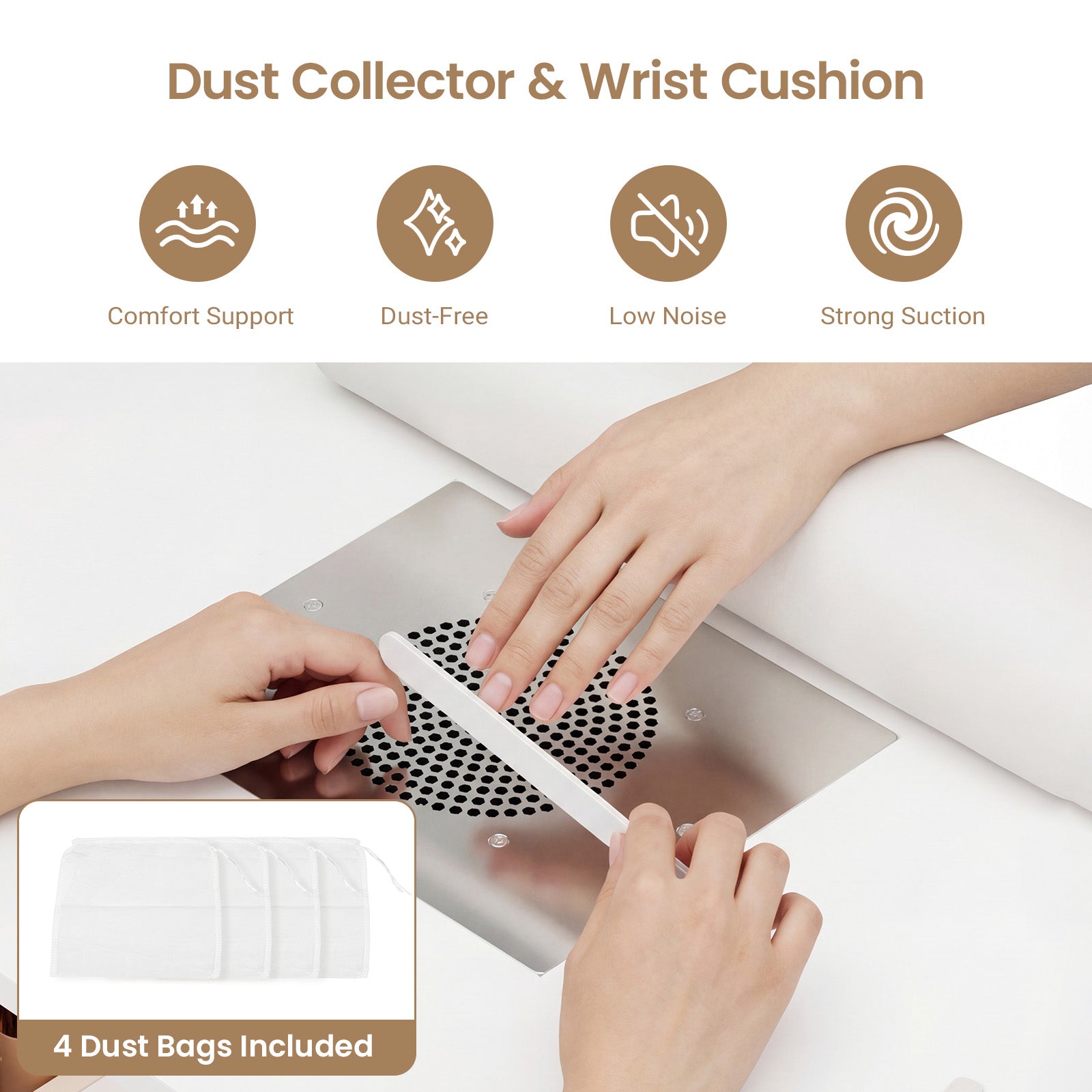 Advwin Manicure Table with Extendable Polish Cabinet