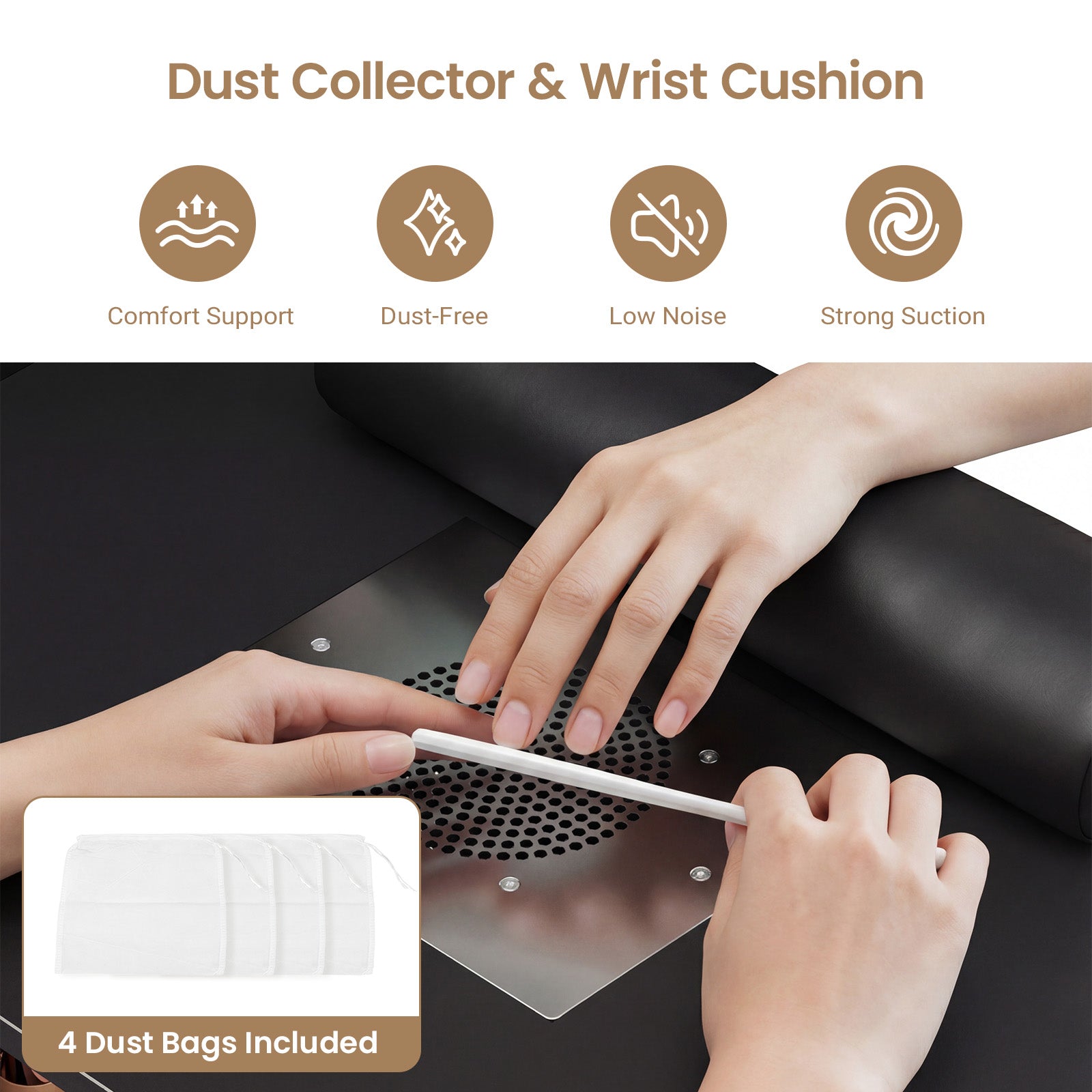 Advwin Manicure Table with Extendable Polish Cabinet