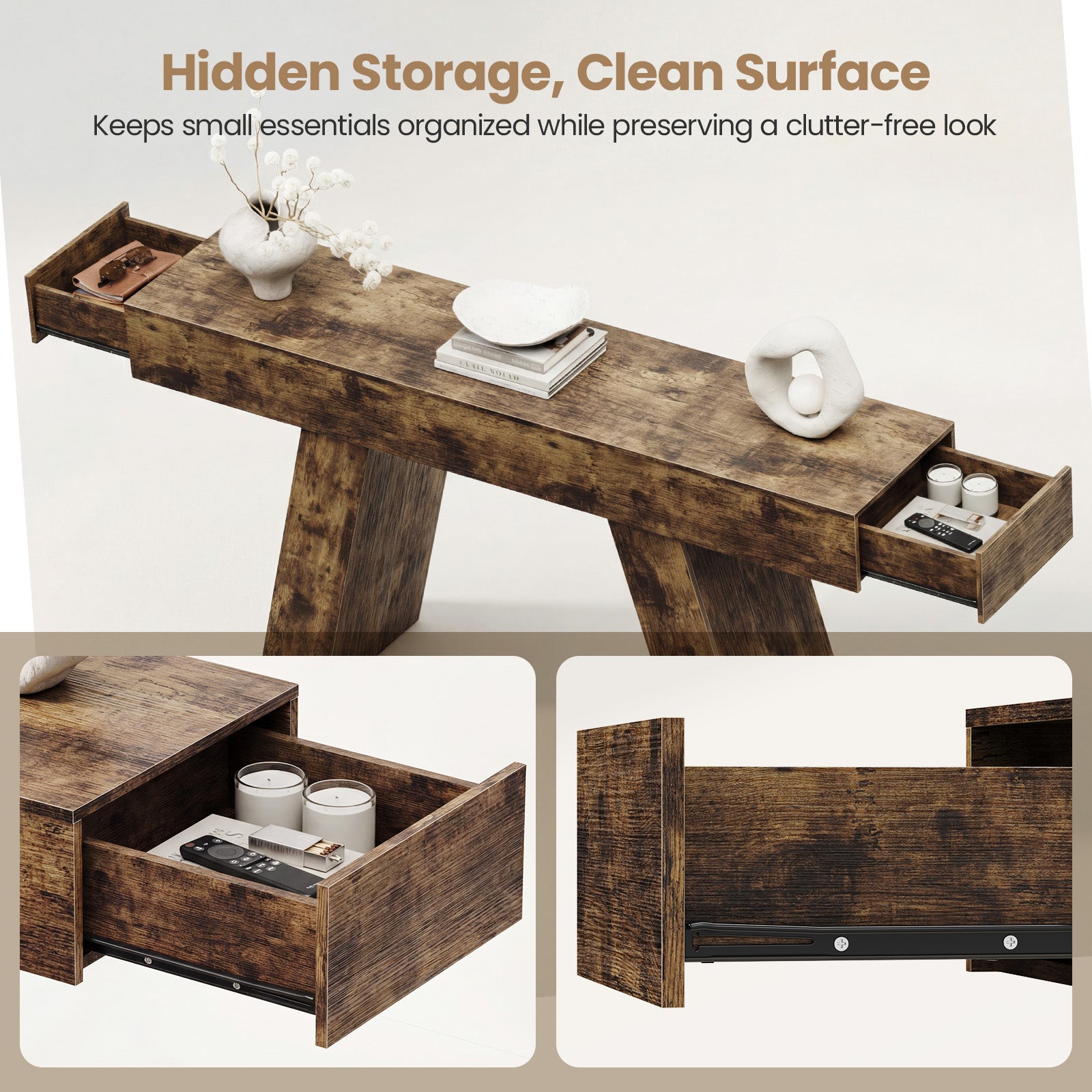 Advwin Console Table w/Storage Drawers