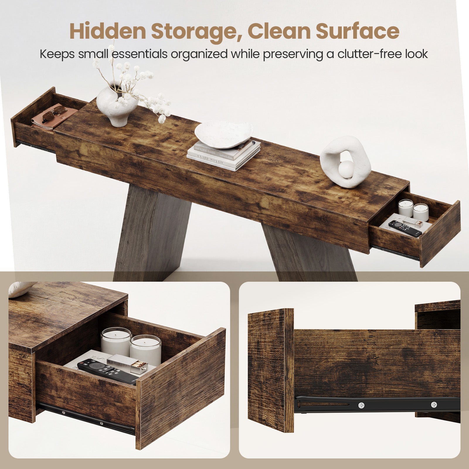 Advwin Console Table w/Storage Drawers