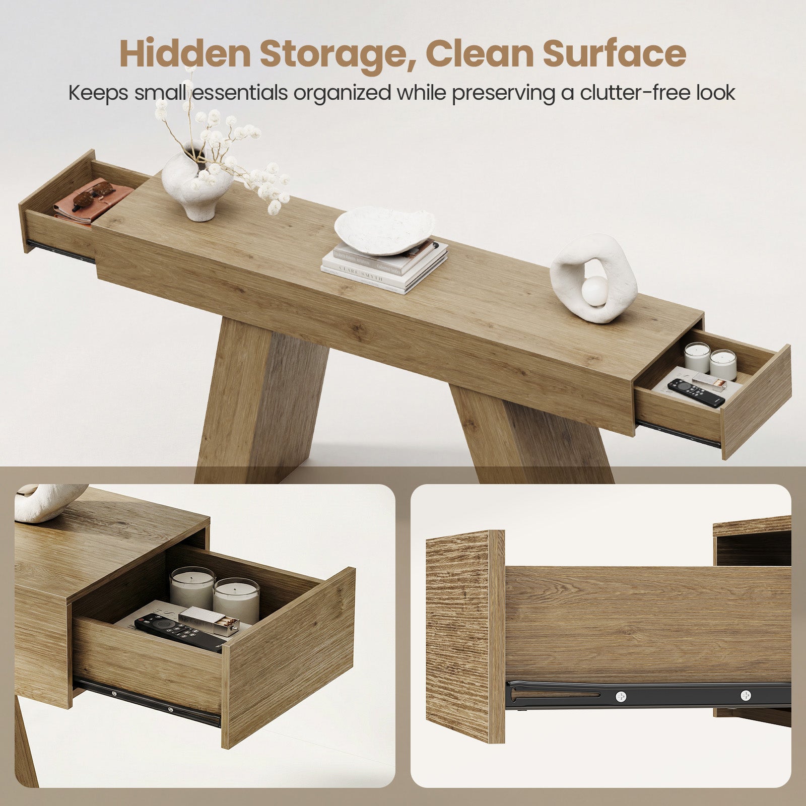 Advwin Console Table w/Storage Drawers