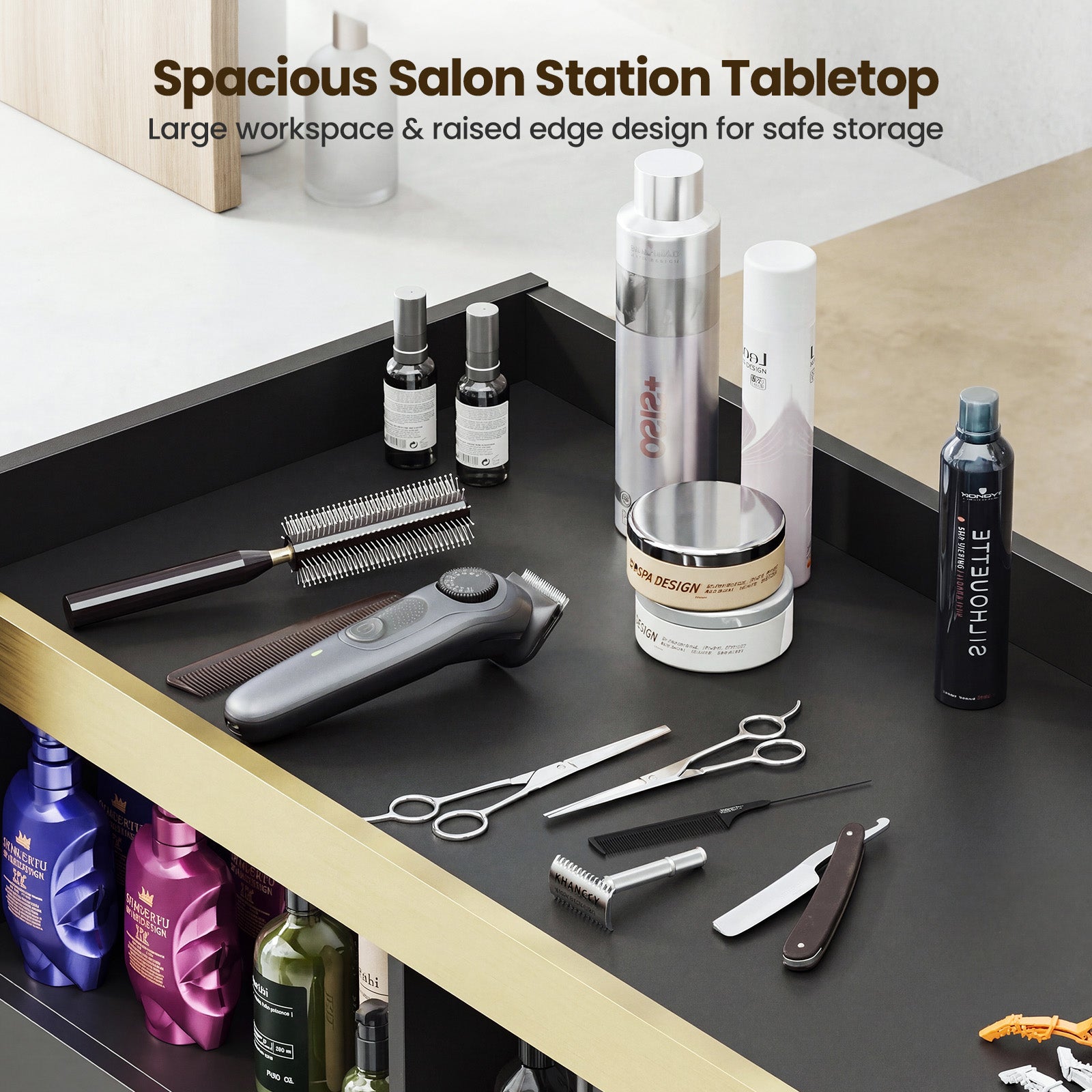 Advwin Professional Barber Storage Cabinet w/ 3 Drawers