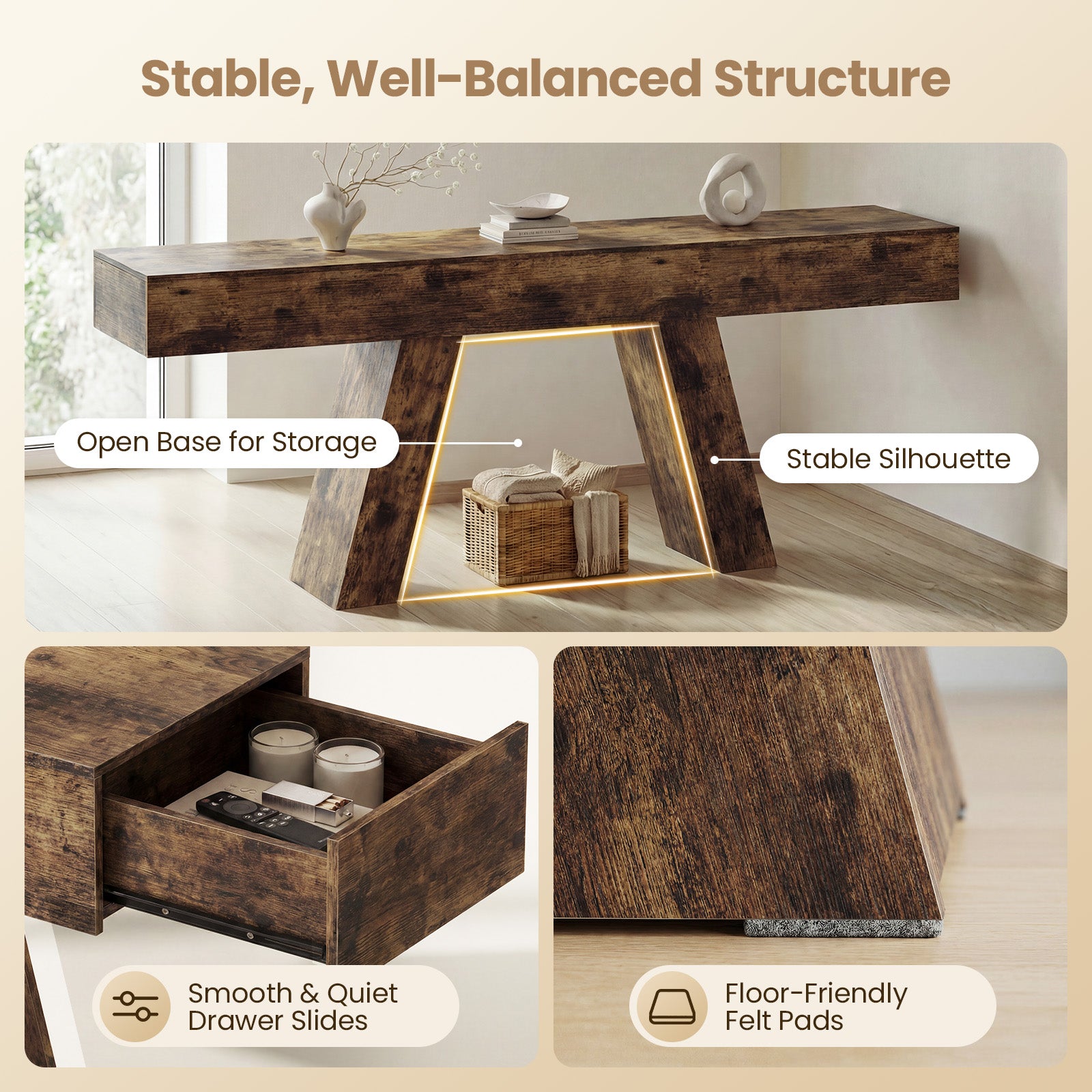 Advwin Console Table w/Storage Drawers