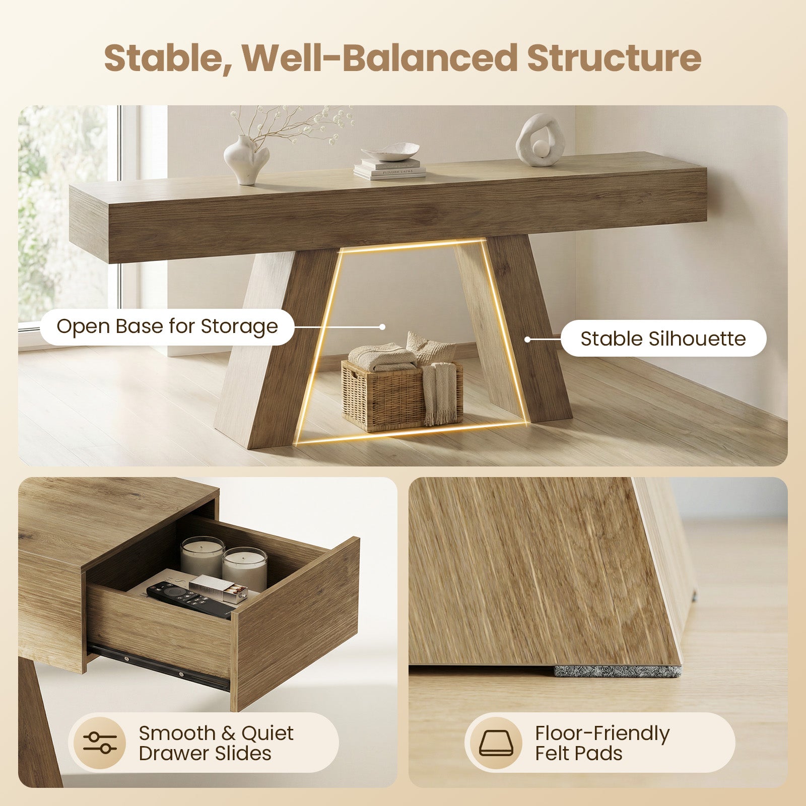 Advwin Console Table w/Storage Drawers