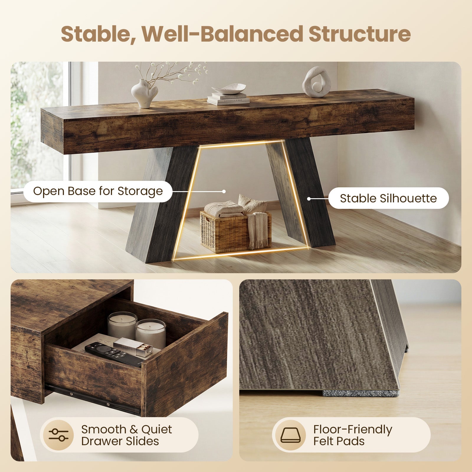 Advwin Console Table w/Storage Drawers