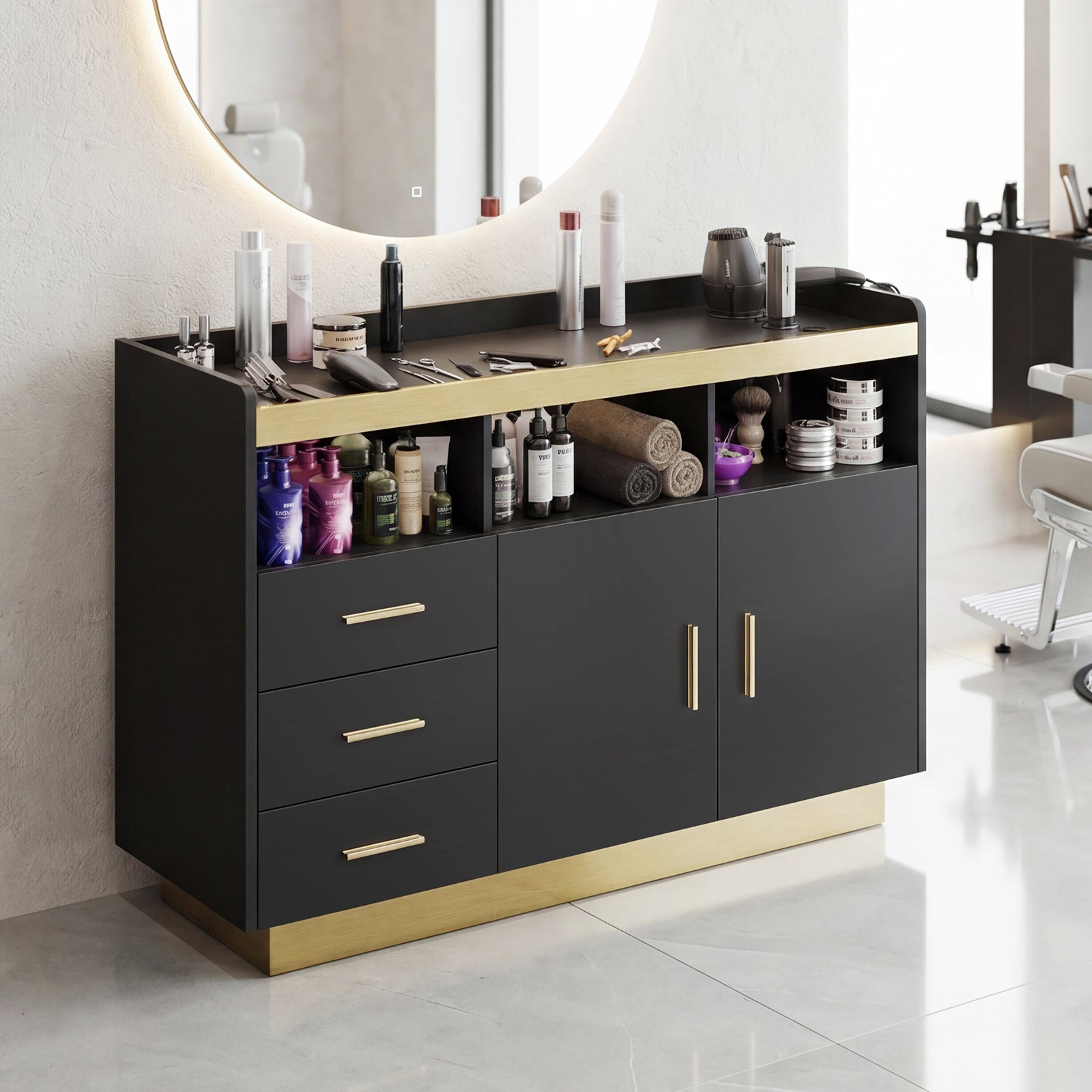 Advwin Professional Barber Storage Cabinet w/ 3 Drawers