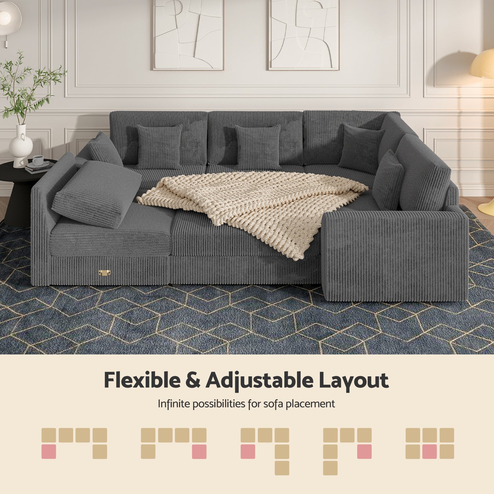 変身／couch>>case Advwin Oversized Sofa Sectional Couch Large with Ottoman