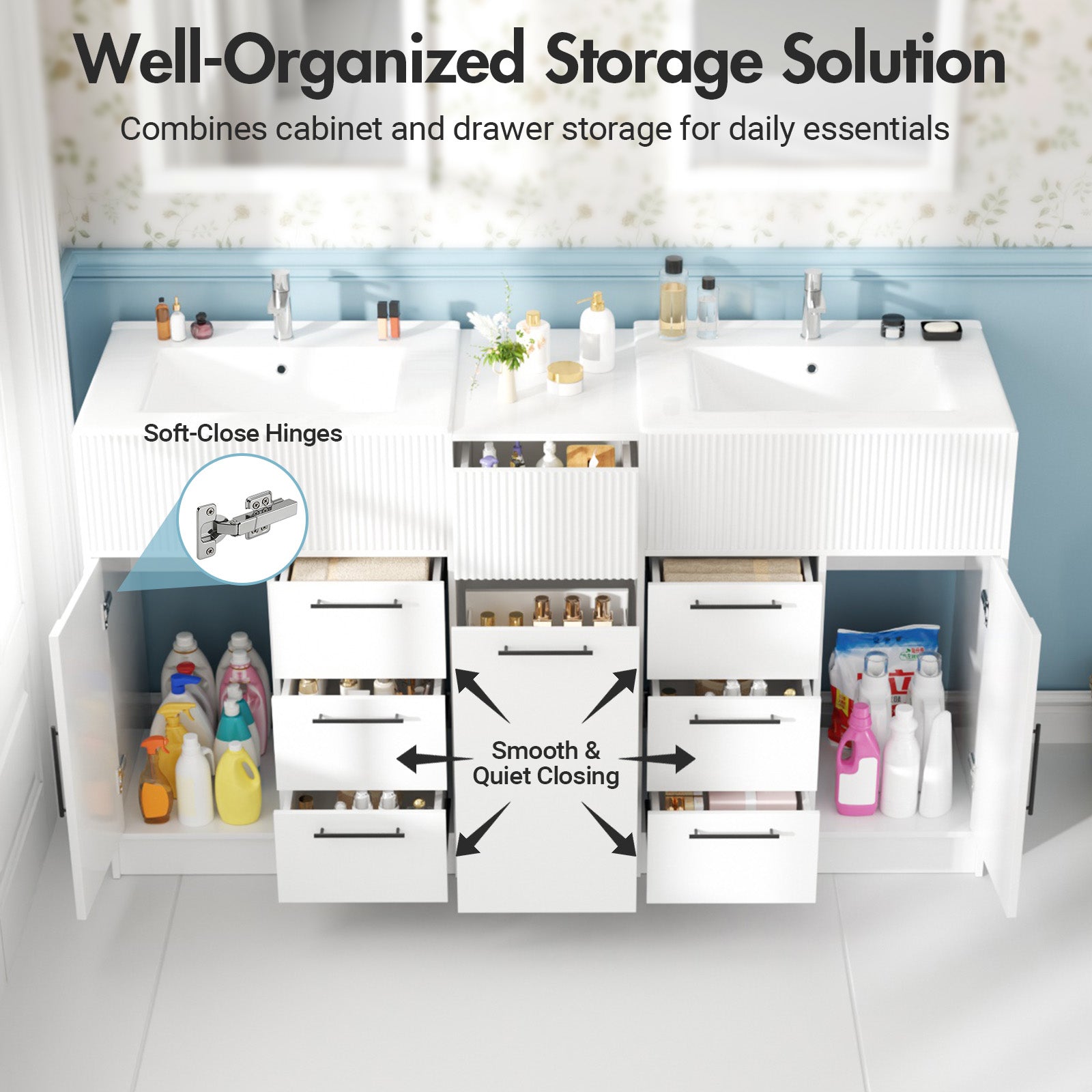 Advwin Freestanding Modern Bathroom Vanity w/ Sink