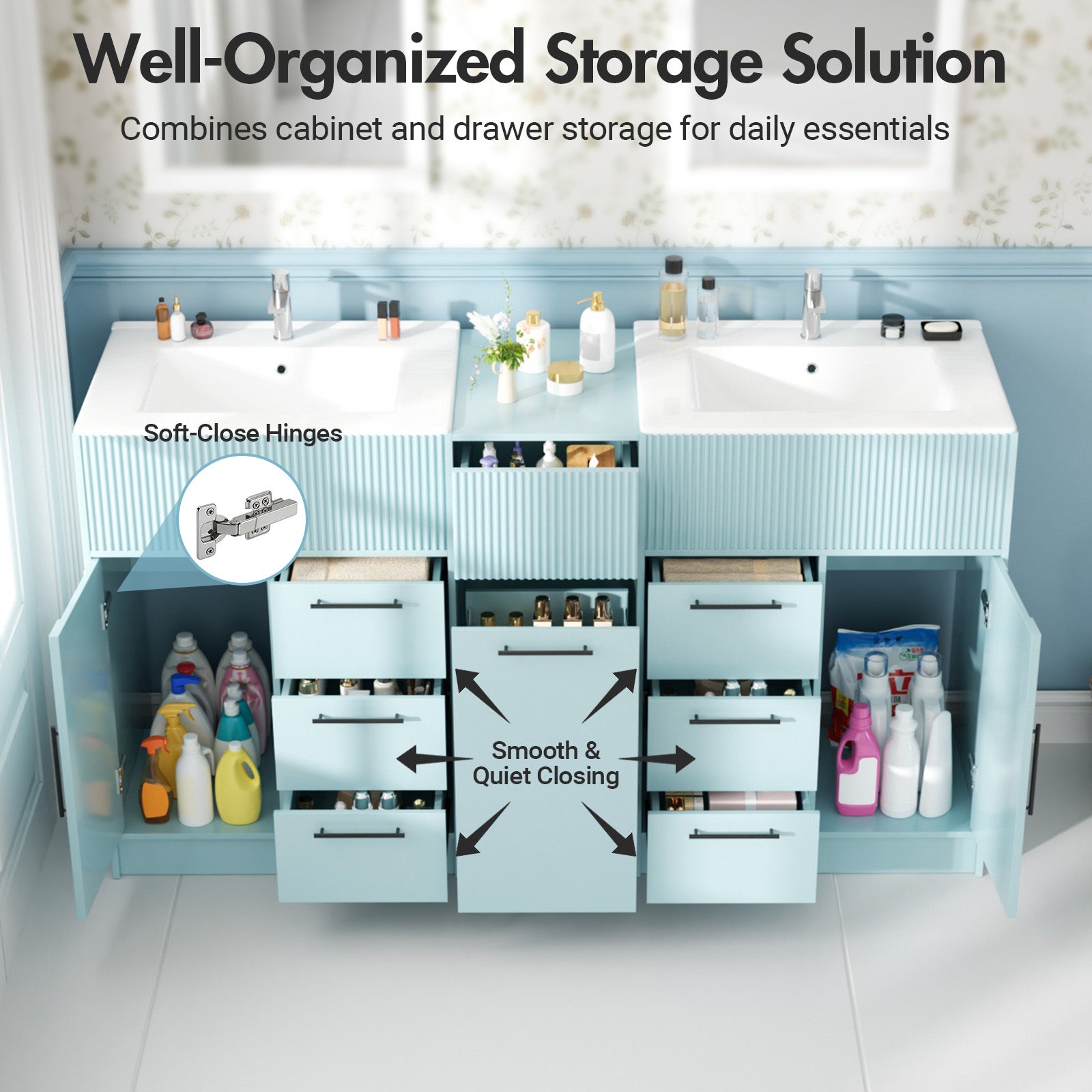 Advwin Freestanding Modern Bathroom Vanity w/ Sink