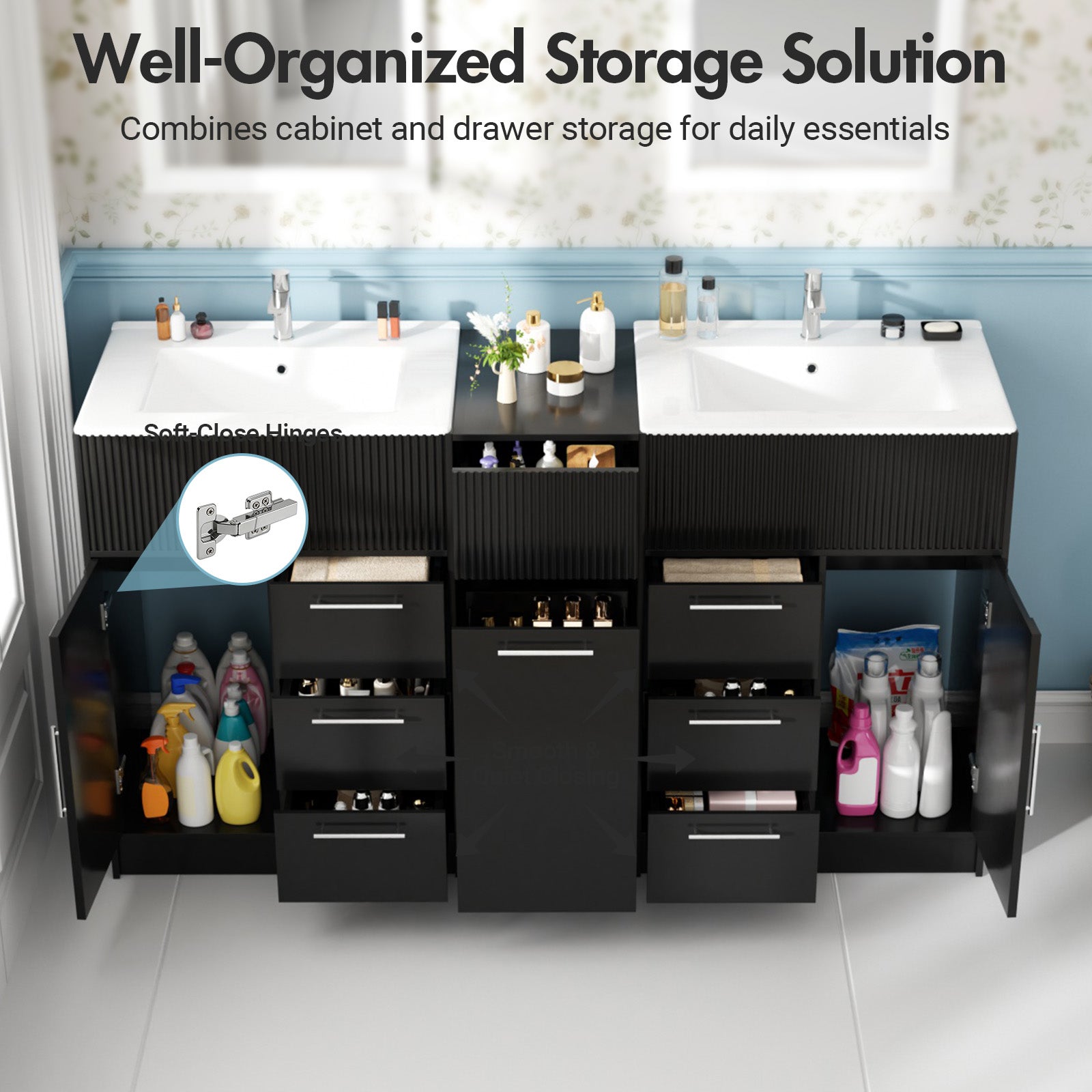 Advwin Freestanding Modern Bathroom Vanity w/ Sink