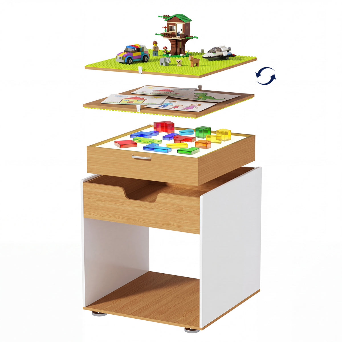 Advwin 4-in-1 Light Table for Kids with Reversible Tabletop