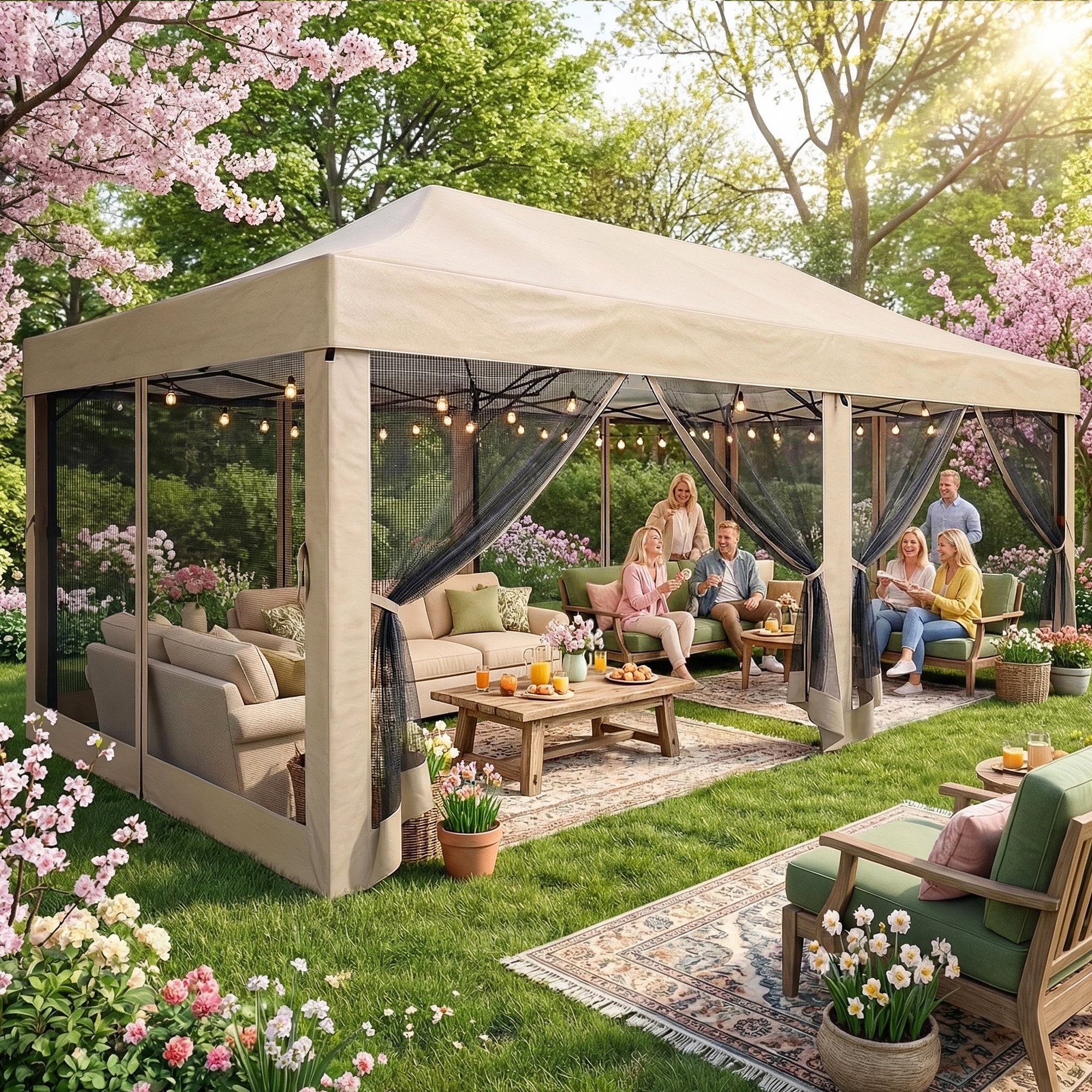 Advwin Heavy Duty Gazebo Party Tent w/ 6 Sidewalls