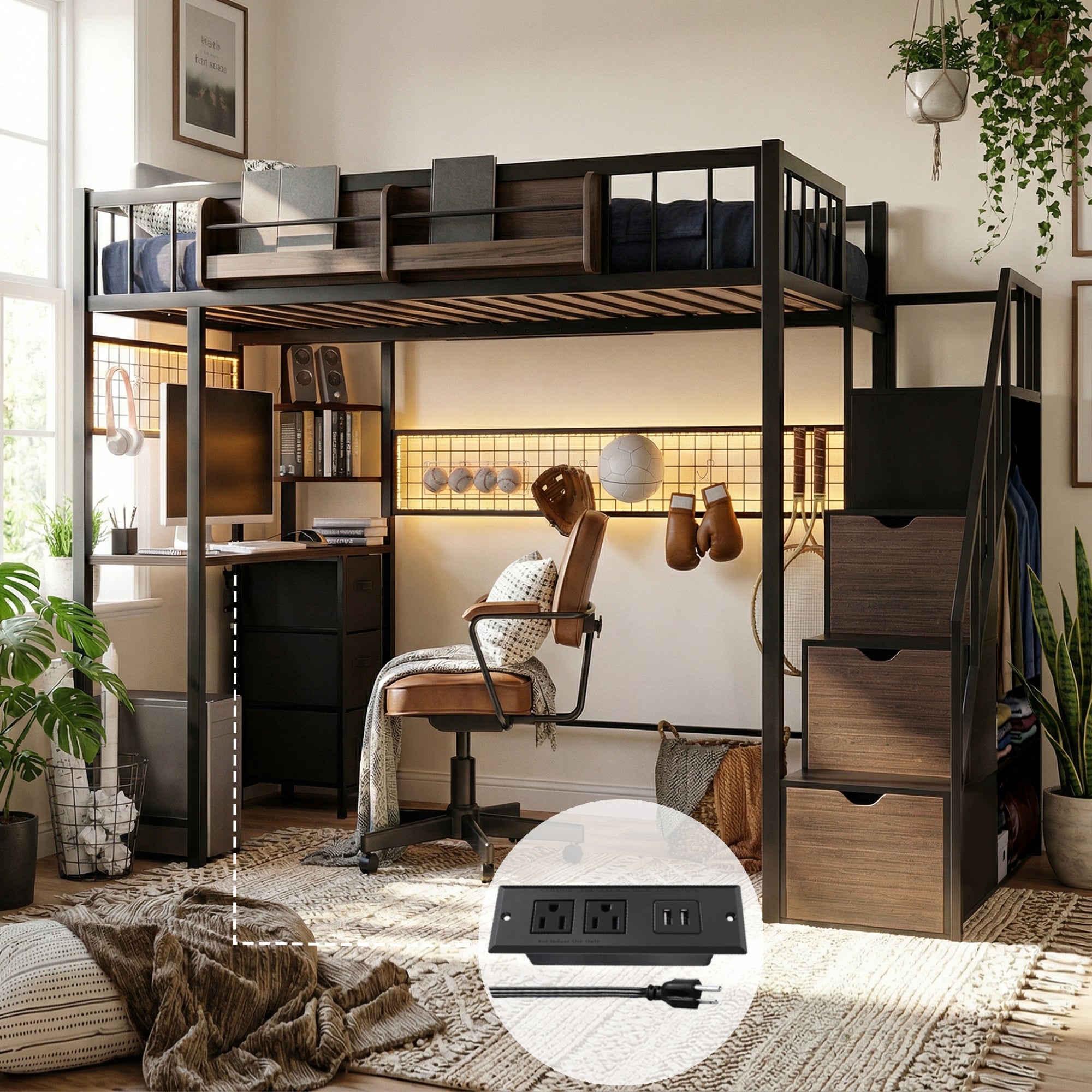 Advwin Loft Bed with Desk and Stairs (Low Stock)