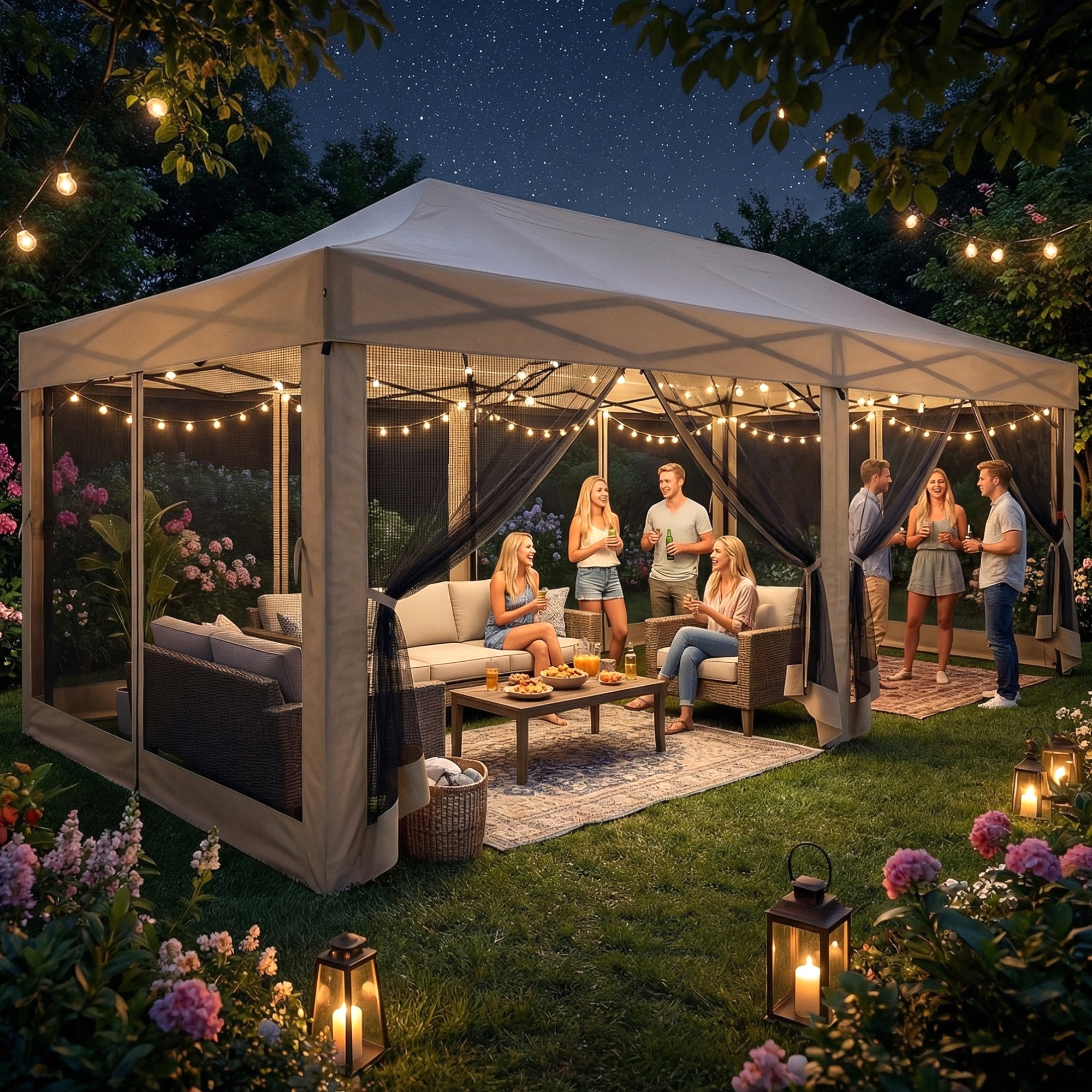 Advwin Heavy Duty Gazebo Party Tent w/ 6 Sidewalls