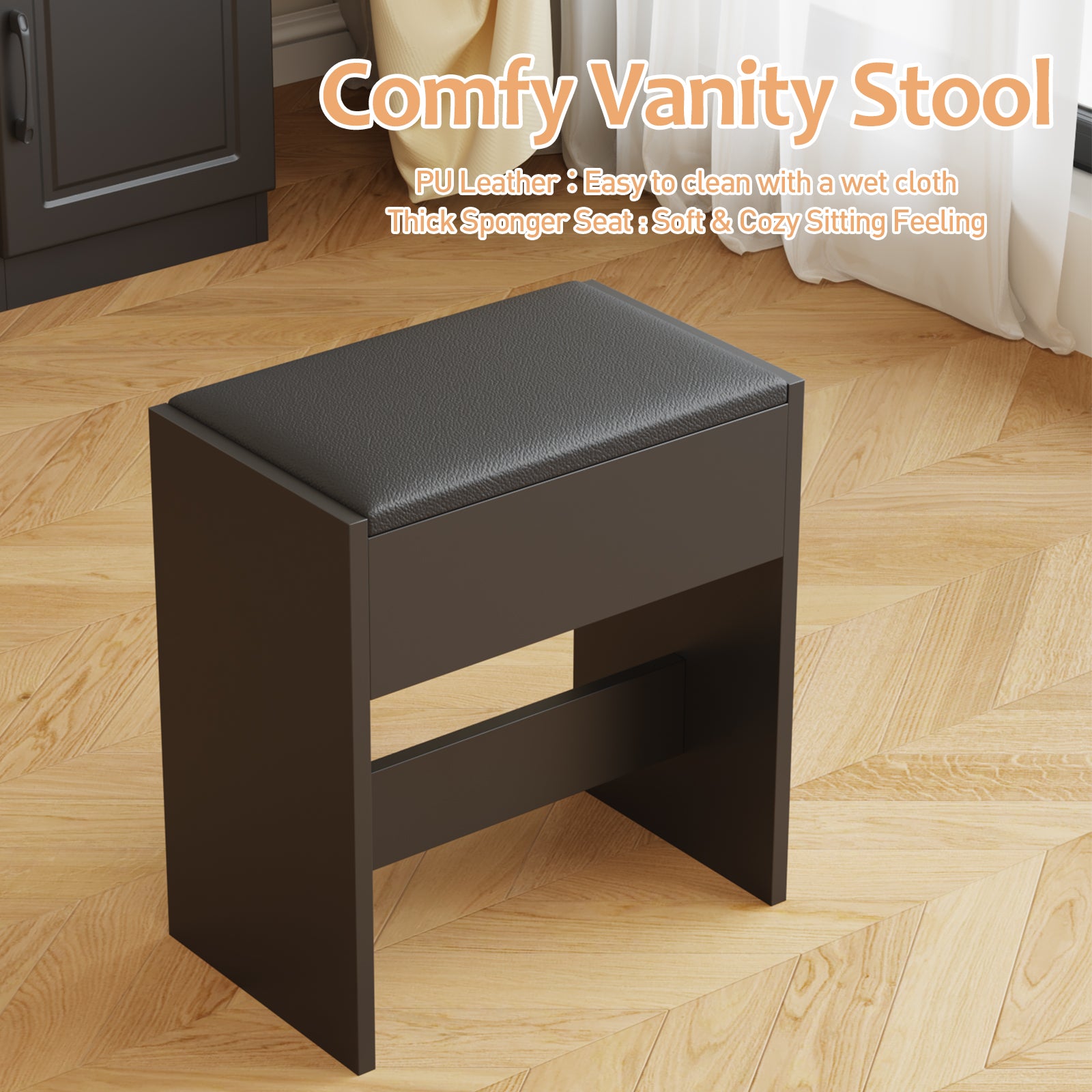 Advwin desk for makeup with comfy vanity stool