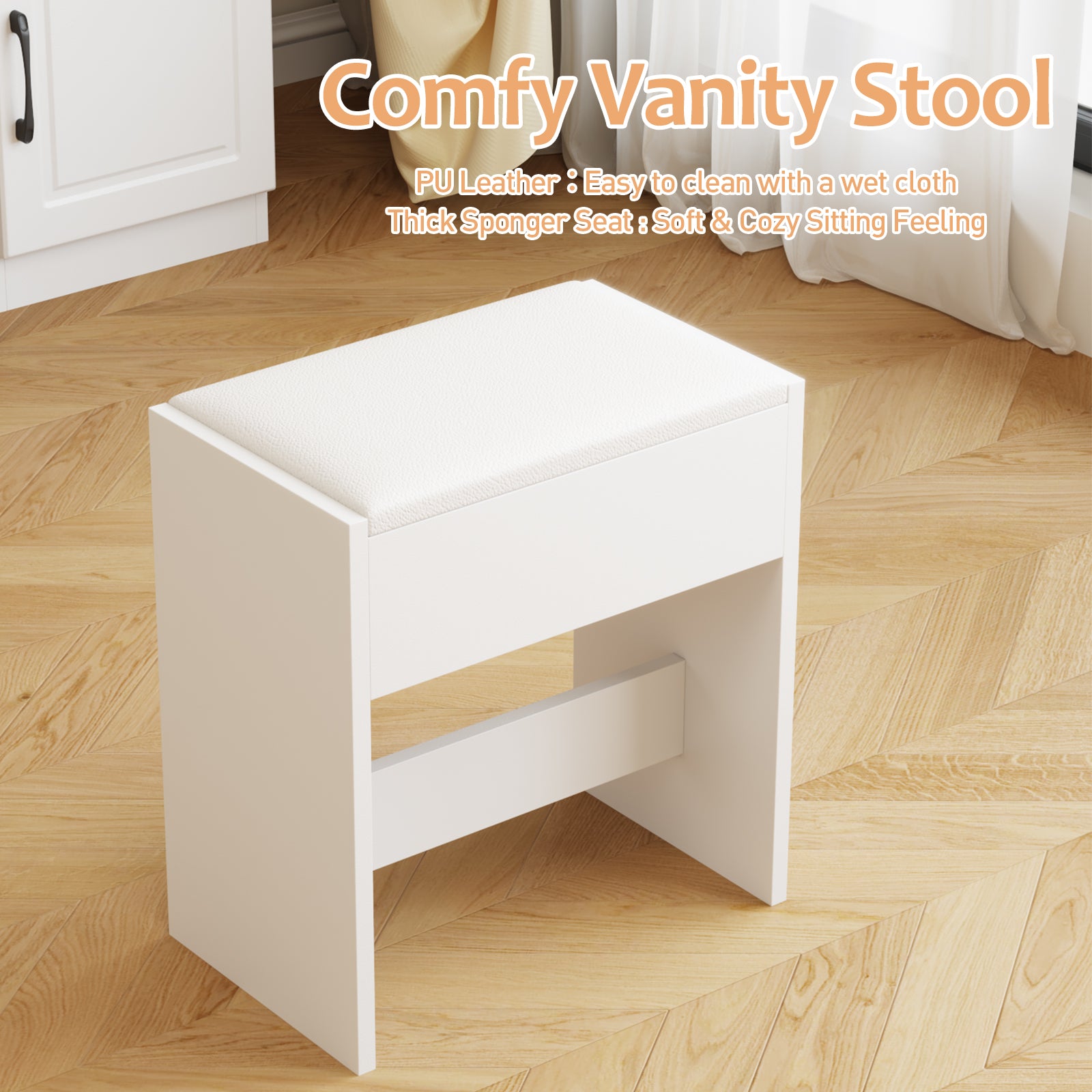 Advwin small makeup table with comfy vanity stool